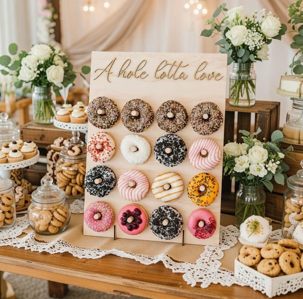 Custom Wooden Donut Wall Display for Wedding Party