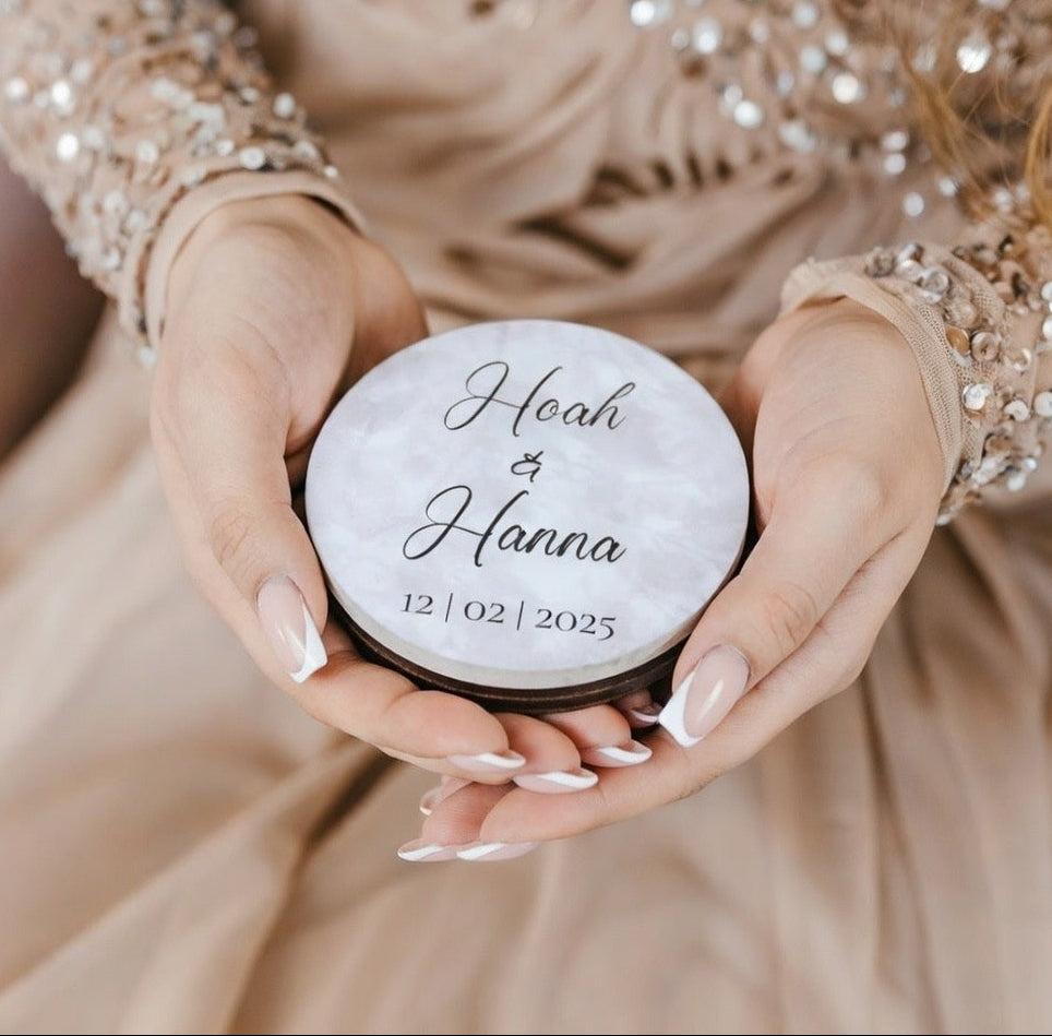 Personalized Celestial Wedding Ring Box, Moon Wedding Decor