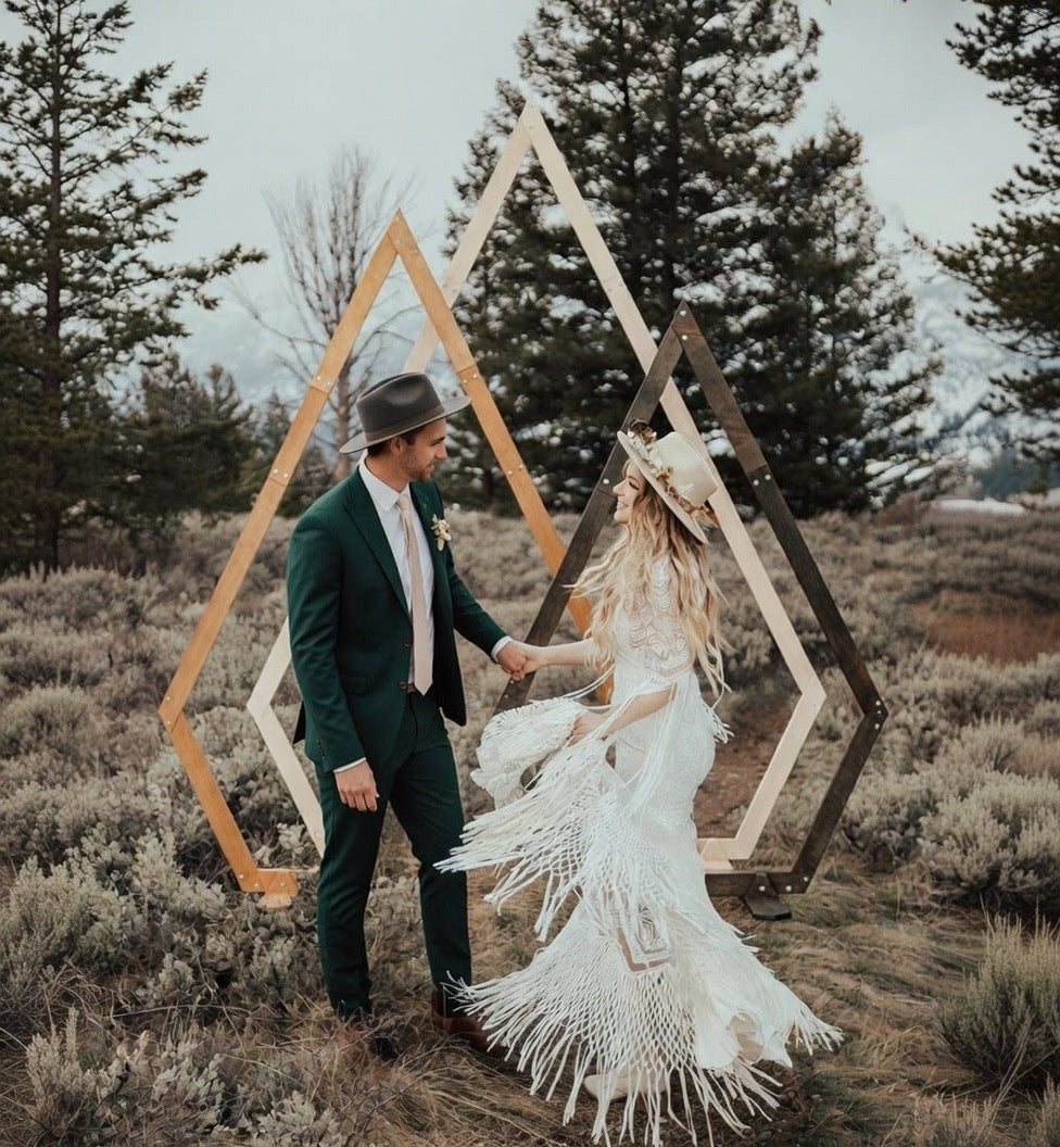 Wooden Wedding Arch: Hexagon, Triangle & Ruby-Shaped Wooden Arbor Backdrop