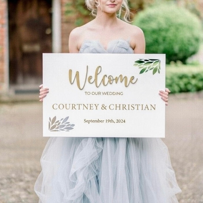 Personalized Wooden Welcome Wedding Sign with (Optional) Guest Book *