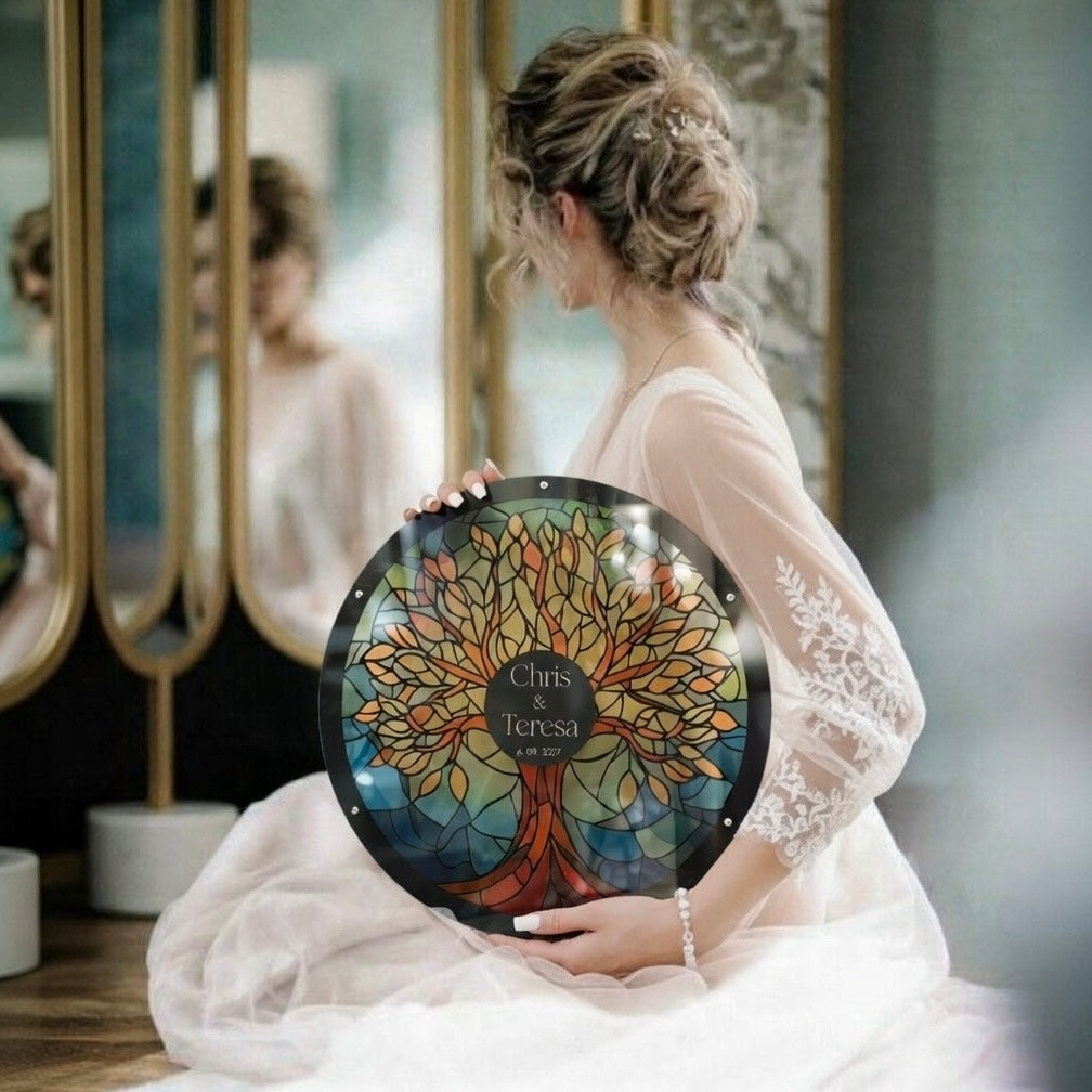 Livre d'or de mariage alternatif en vitrail : motif de rose féerique