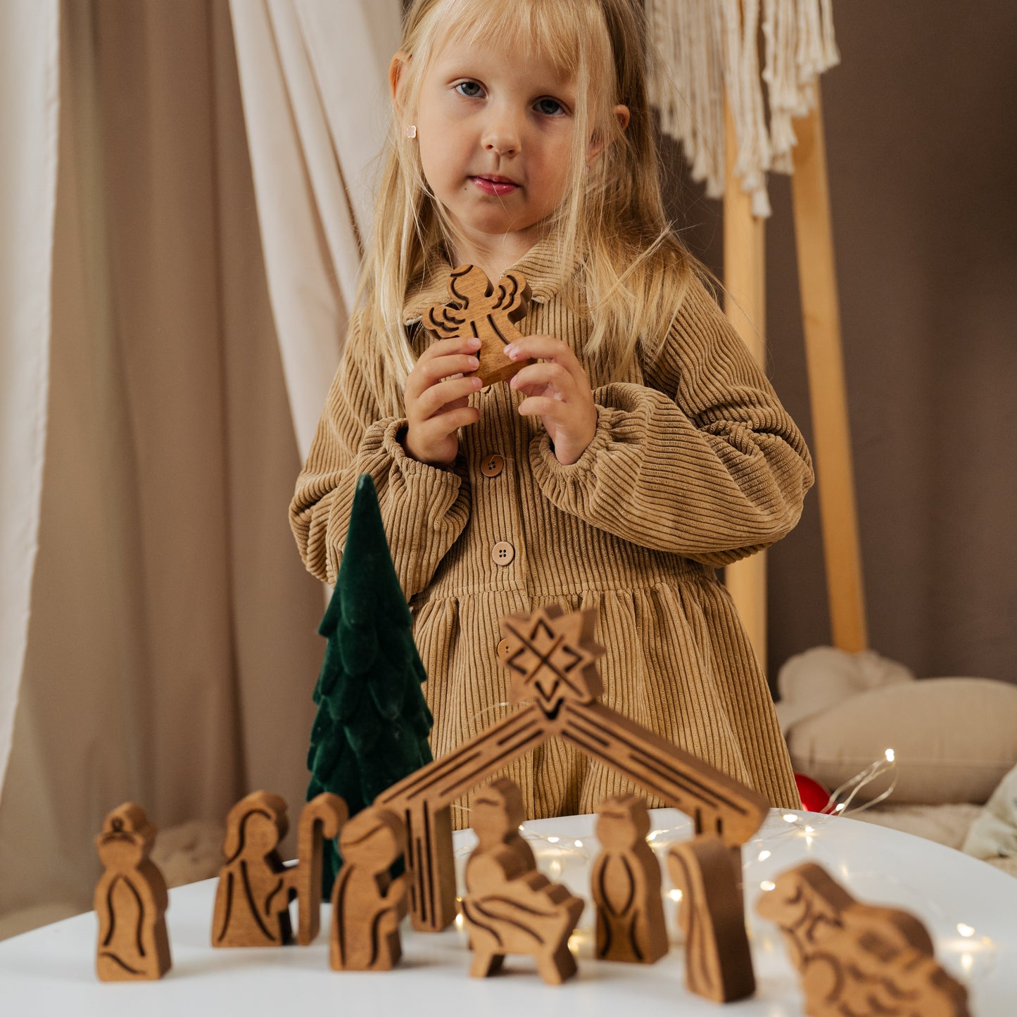 Personalized Advent Calendar with a Star & Optional Hooks & Linen Bags