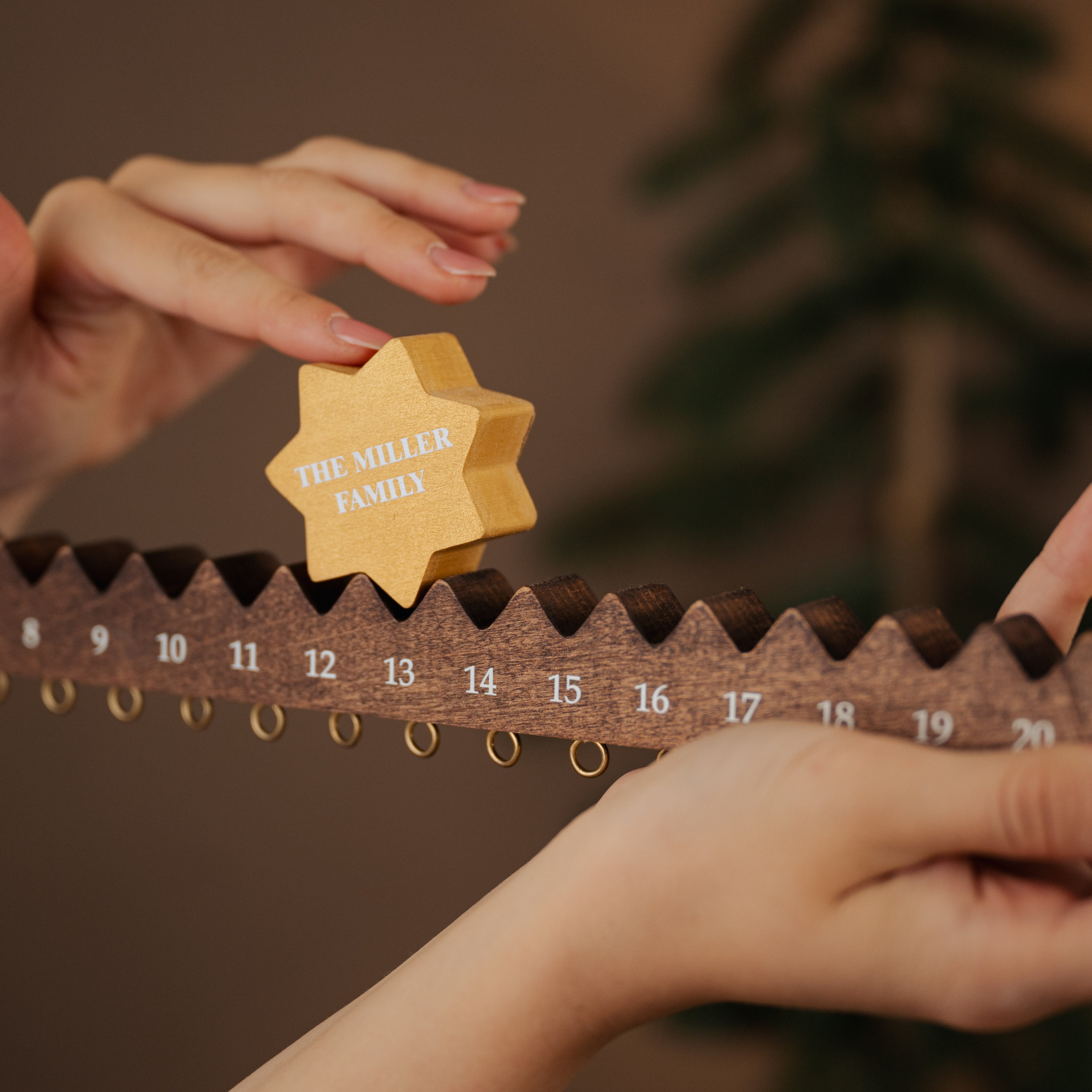 Personalized Advent Calendar with a Star & Optional Hooks & Linen Bags