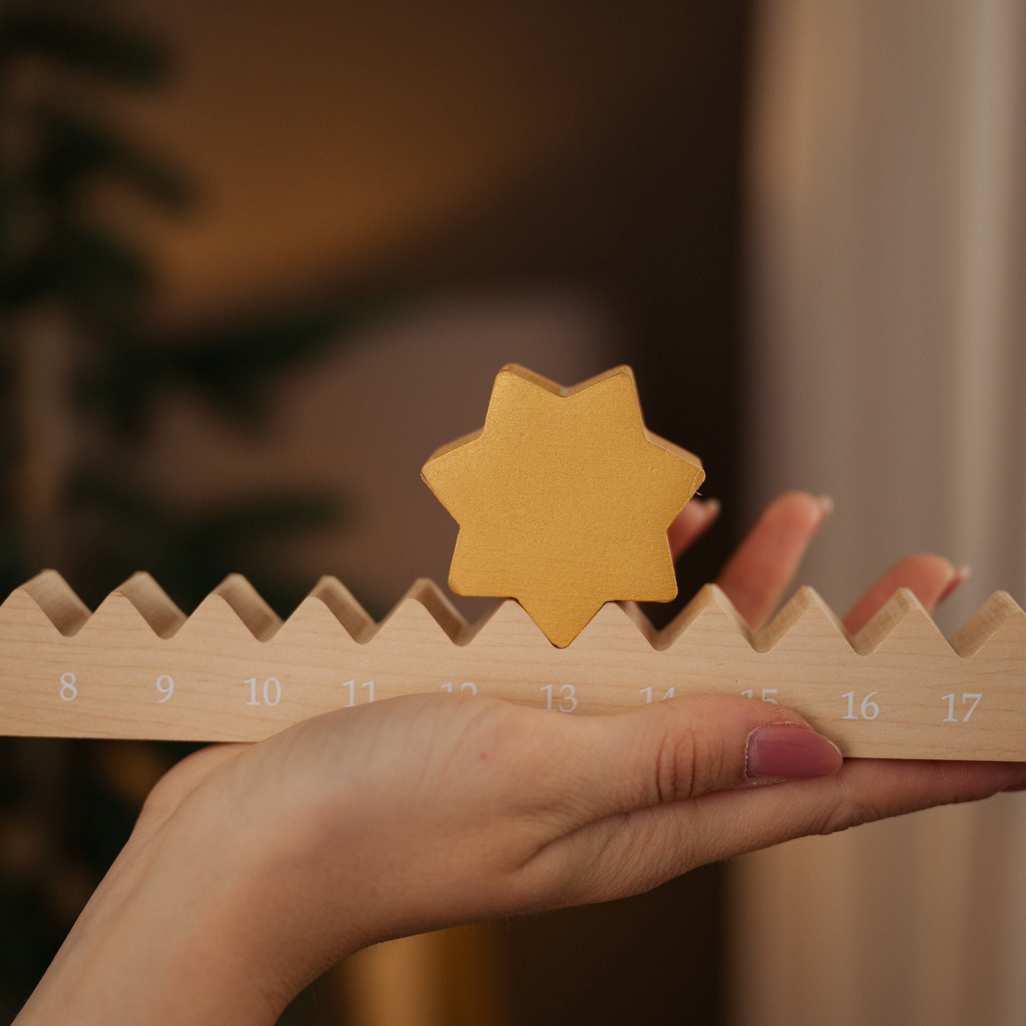 Personalisierter Adventskalender mit Stern & optionalen Haken & Leinensäckchen