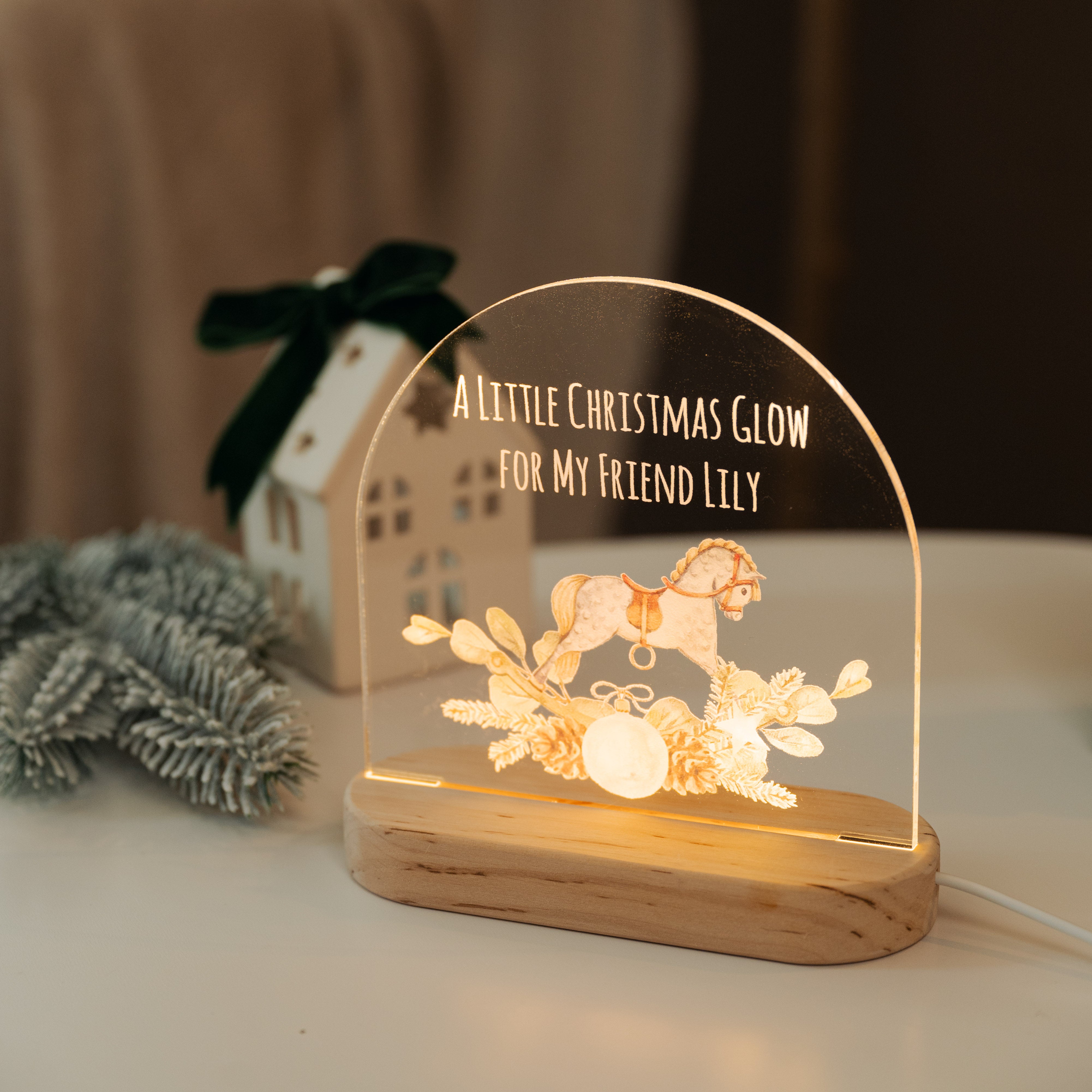 Personalized Christmas Night Light, Holiday Scandinavian Winter Decor