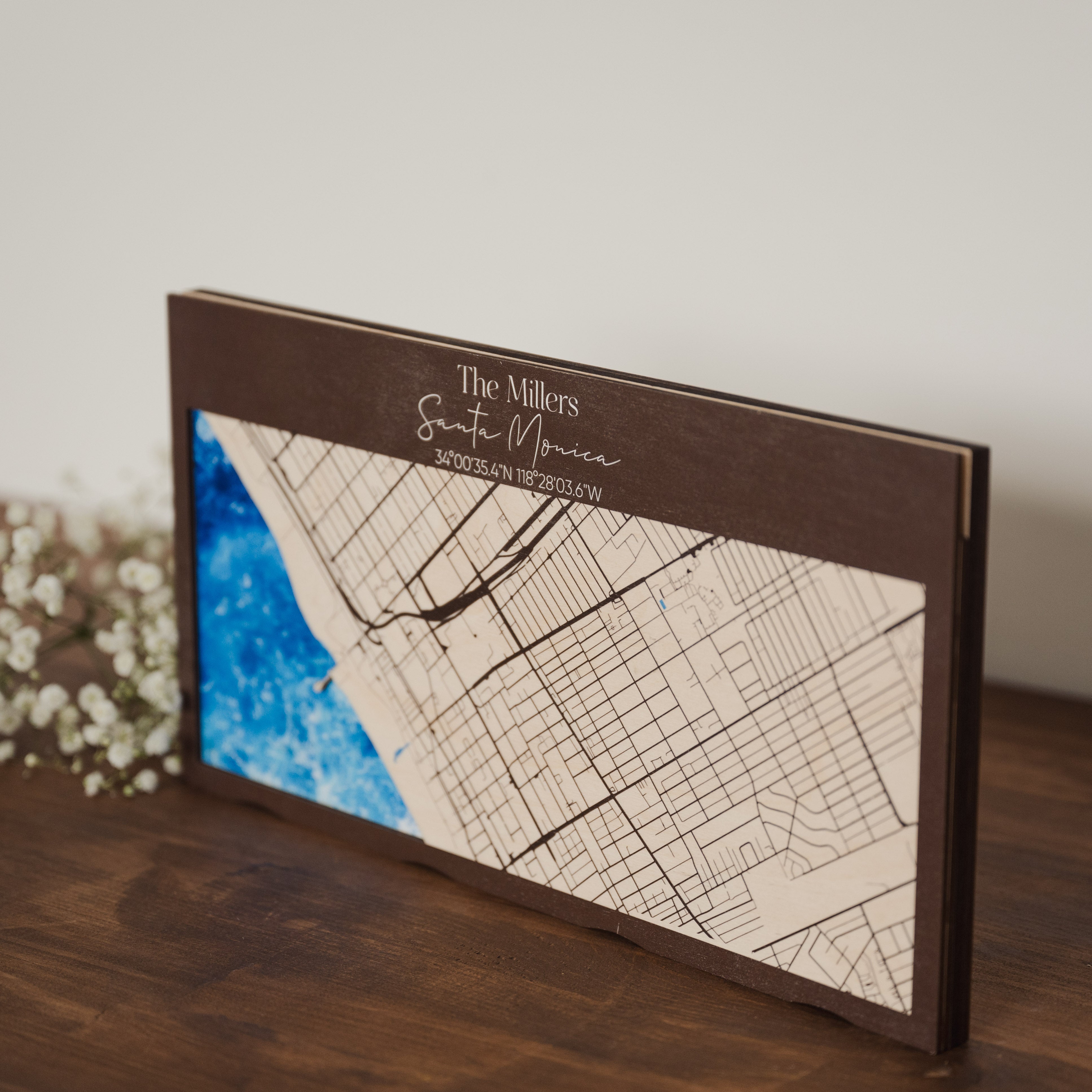 Personalized Wooden Key Holder with a Custom Location Map