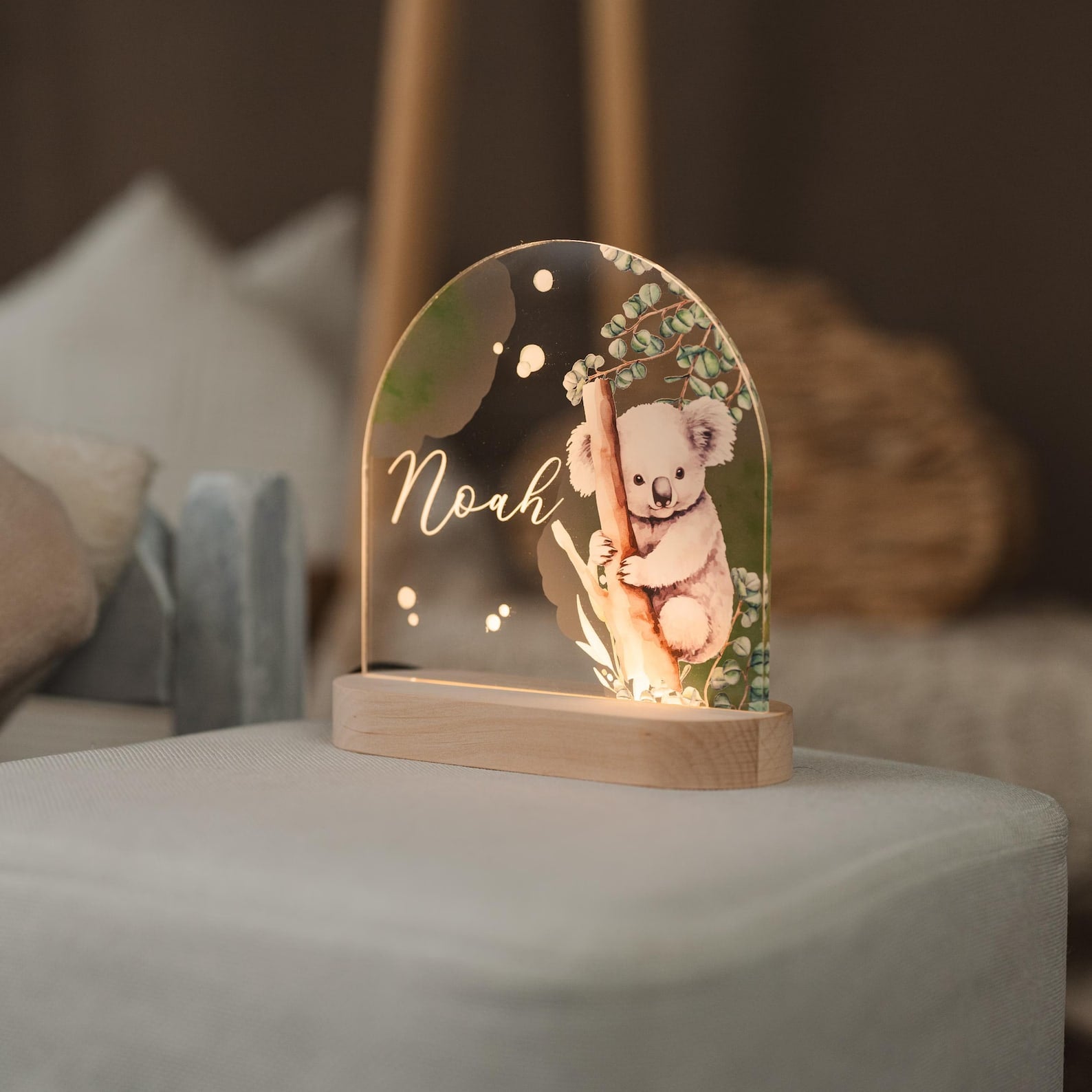 Custom Floral Night Light for Baby Girl Nursery Decor - Personalized Name Lamp