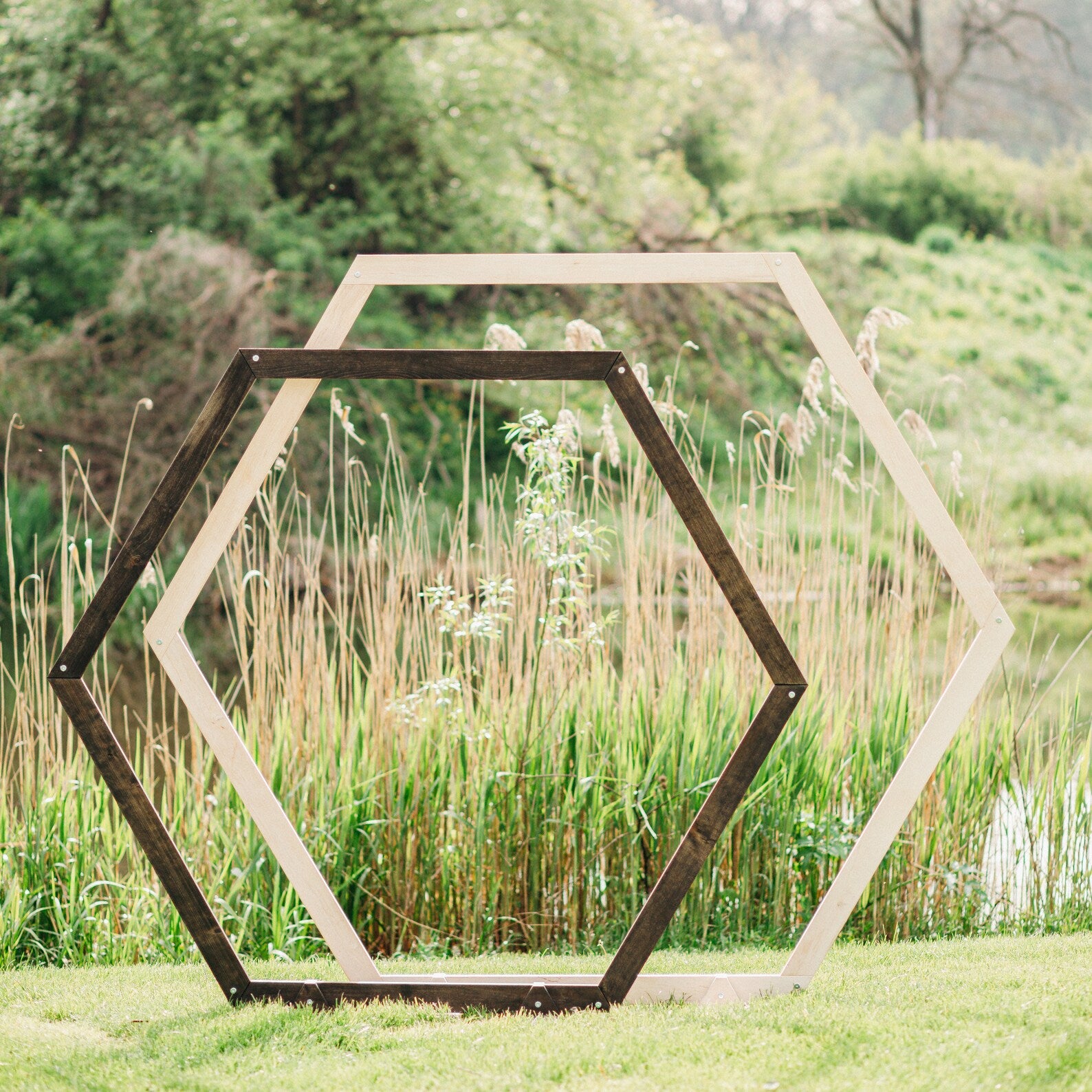Wedding Arches: Hexagon, Triangle & Ruby-Shaped Wooden Arches