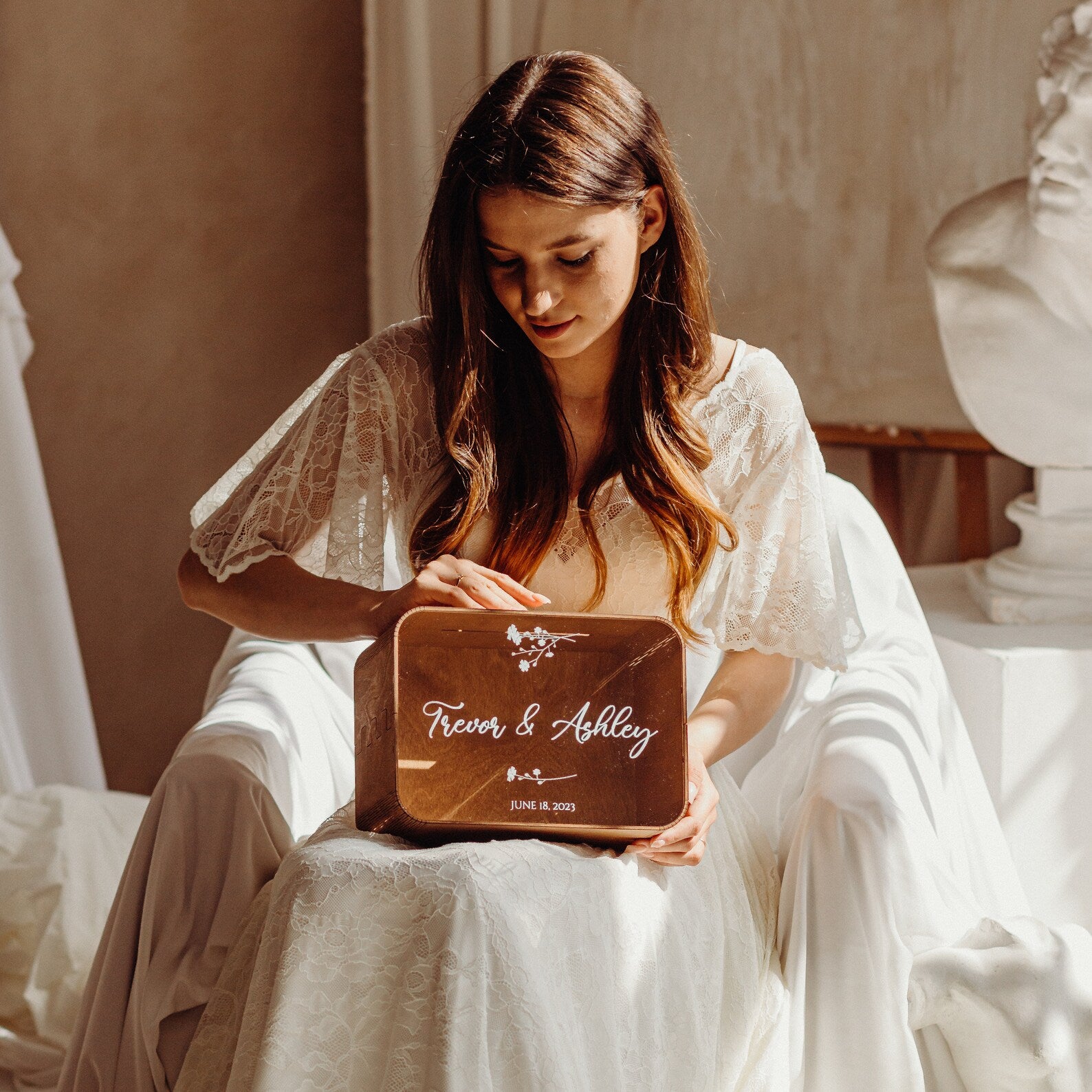 Boîte à cartes de mariage personnalisée avec impression