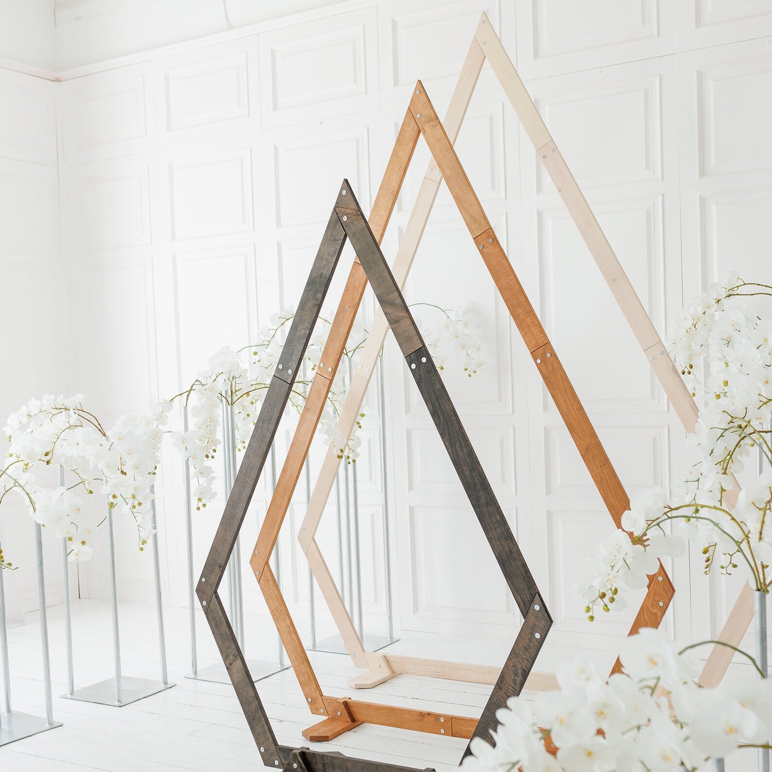 Wooden Wedding Arch: Hexagon, Triangle & Ruby-Shaped Wooden Arbor Backdrop