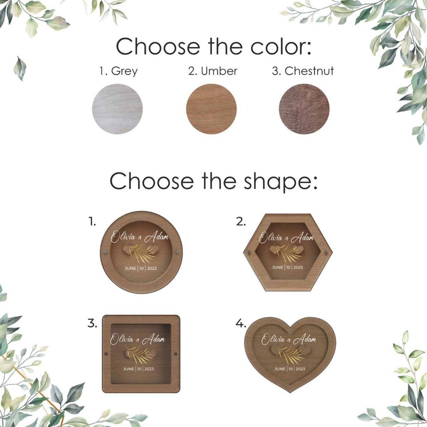 Personalized Wooden Ring Box with Acrylic Lid, Heart Shaped / Square / Circle Engagement Ring Box