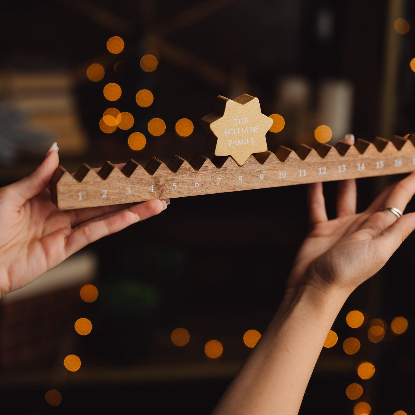 Personalized Advent Calendar with a Star & Optional Hooks & Linen Bags
