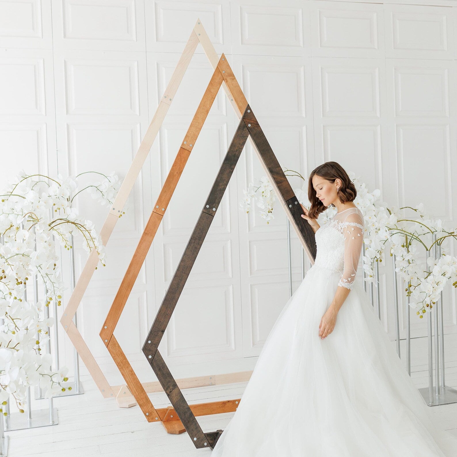 Wooden Wedding Arch: Hexagon, Triangle & Ruby-Shaped Wooden Arbor Backdrop