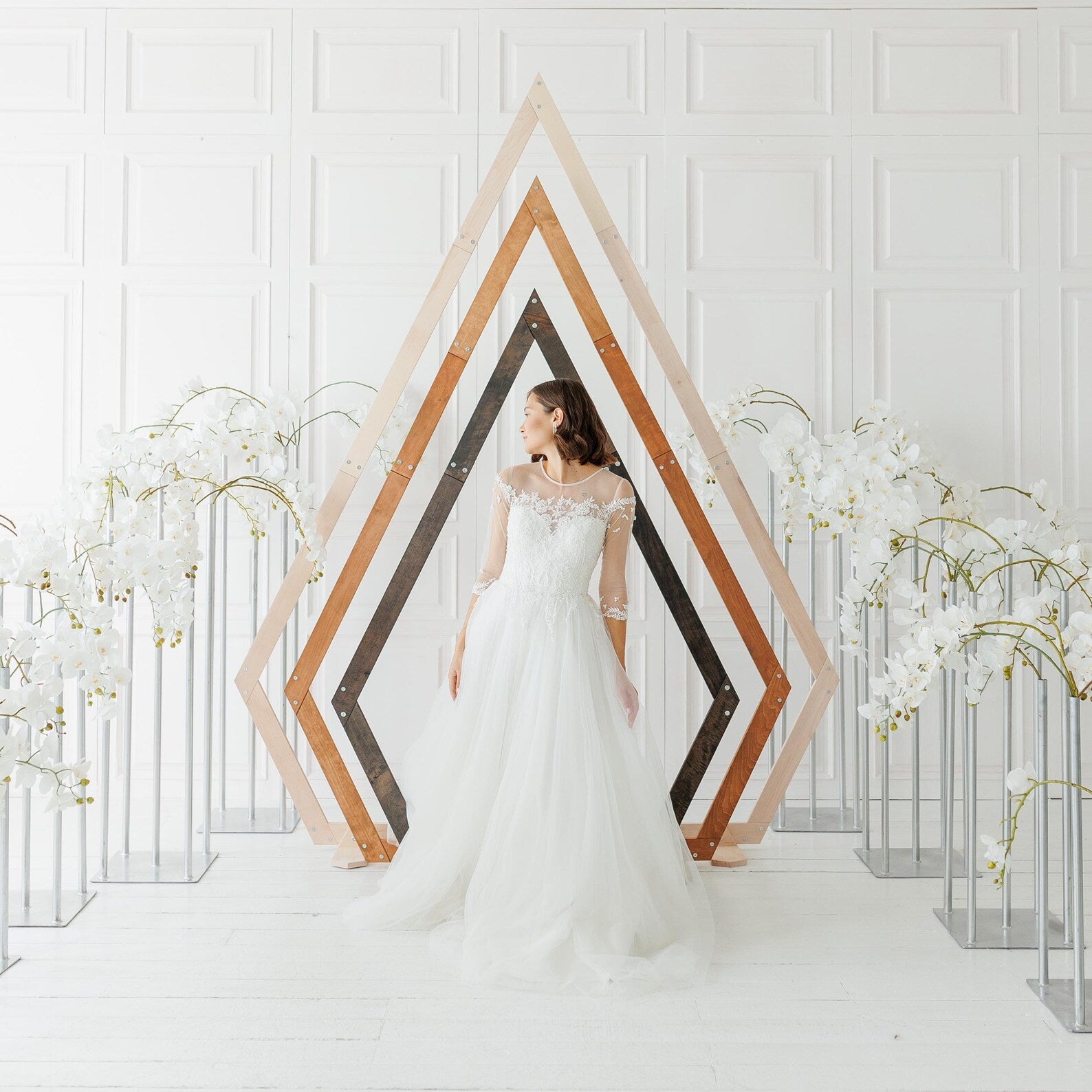 Wooden Wedding Arch: Hexagon, Triangle & Ruby-Shaped Wooden Arbor Backdrop