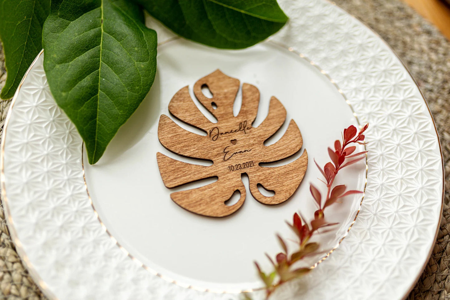 Tropical Wedding Monstera Favors