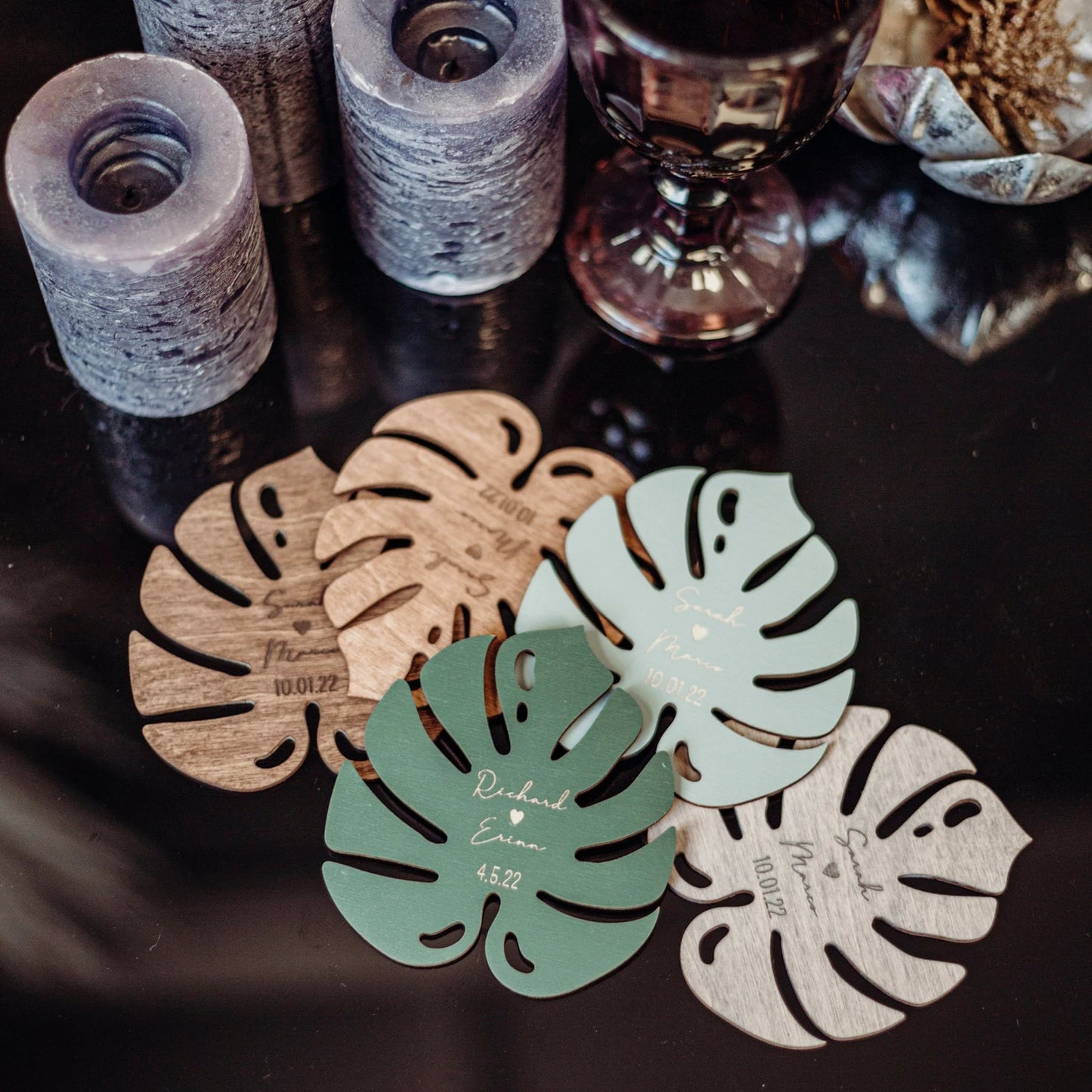 Tropical Wedding Monstera Favors