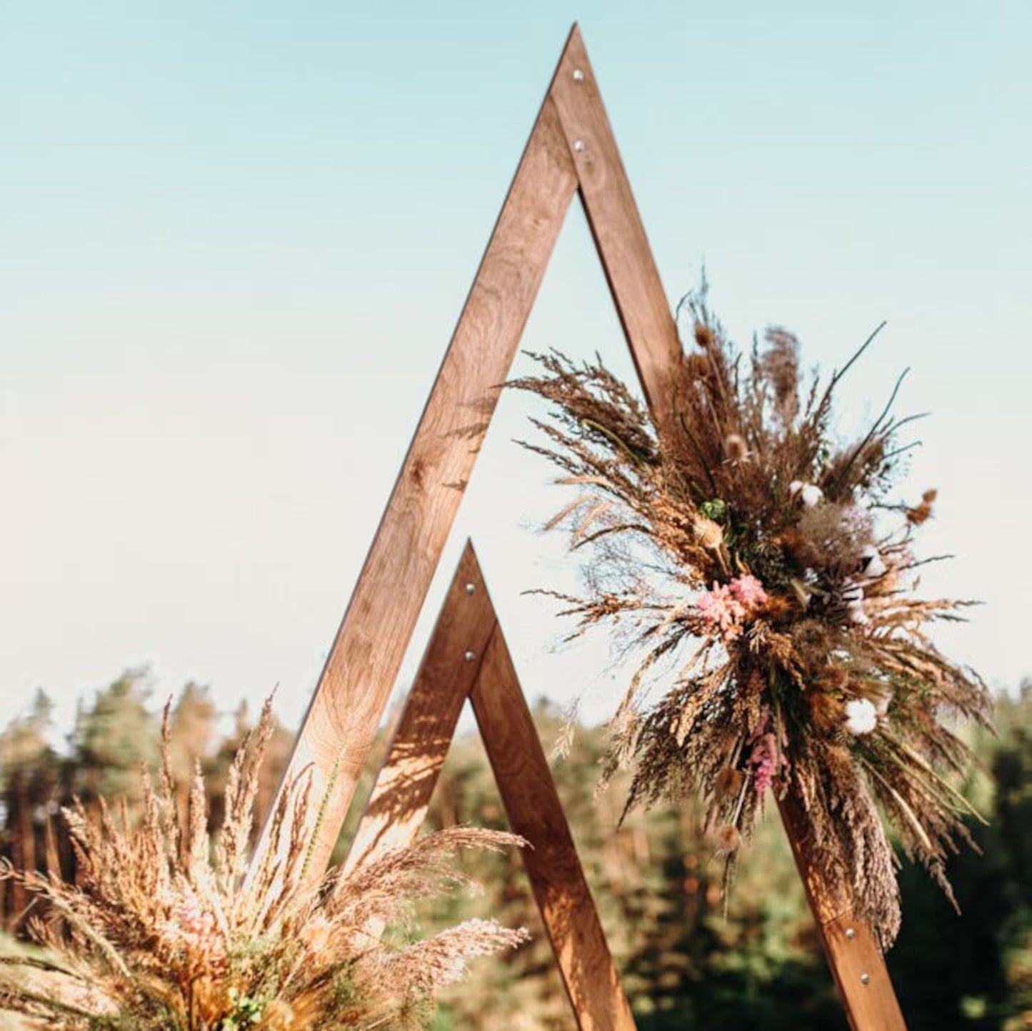 Wedding Arches: Hexagon, Triangle & Ruby-Shaped Wooden Arches