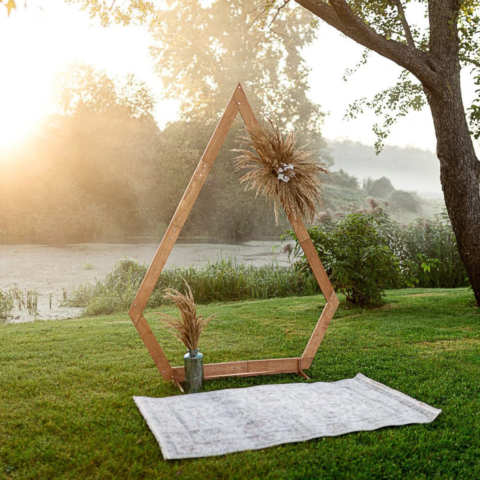 Wedding Arches: Hexagon, Triangle & Ruby-Shaped Wooden Arches