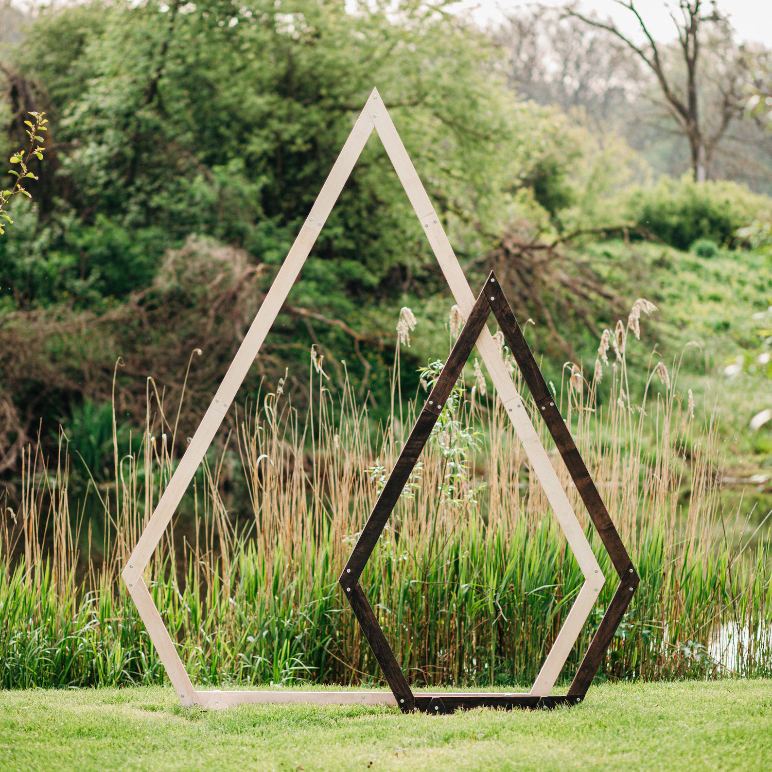 Wedding Arches: Hexagon, Triangle & Ruby-Shaped Wooden Arches