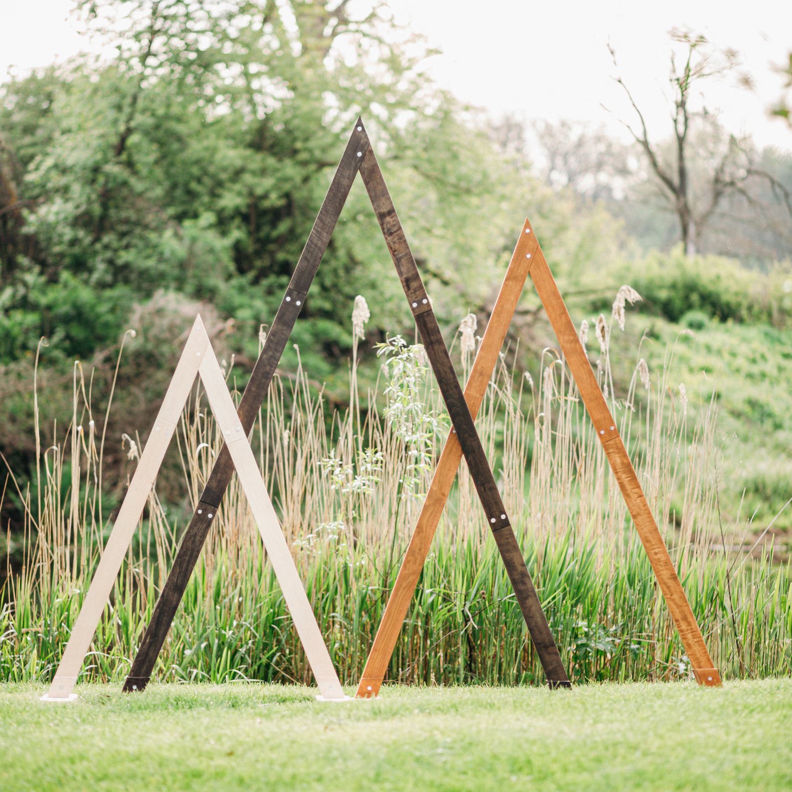 Wedding Arches: Hexagon, Triangle & Ruby-Shaped Wooden Arches