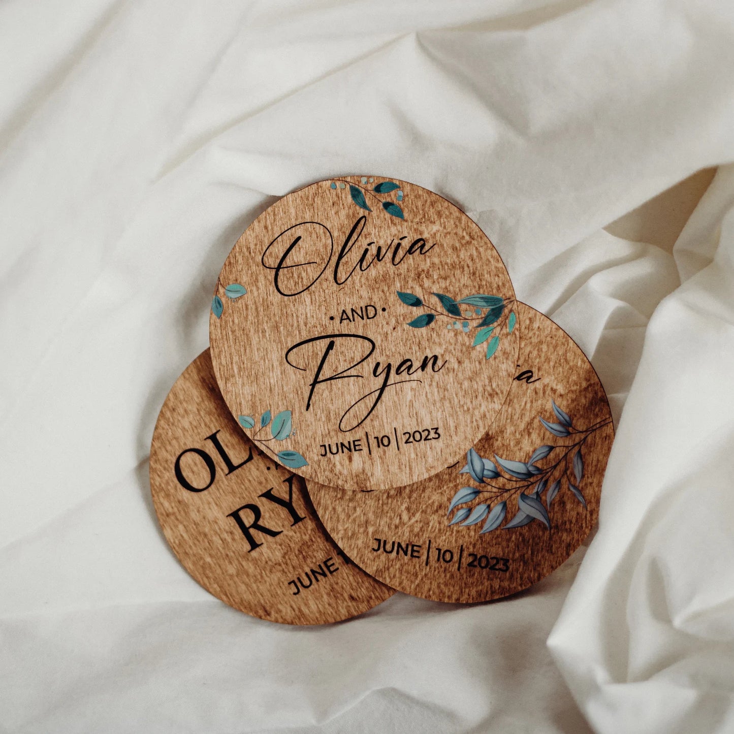 Rustic Wedding Circle Coasters