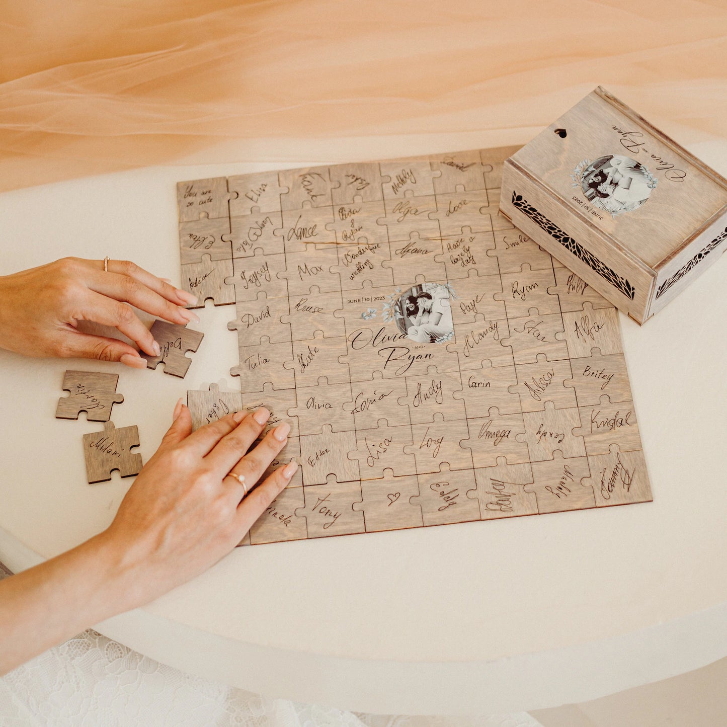 Personalized Wedding Guest Book Puzzle with Box
