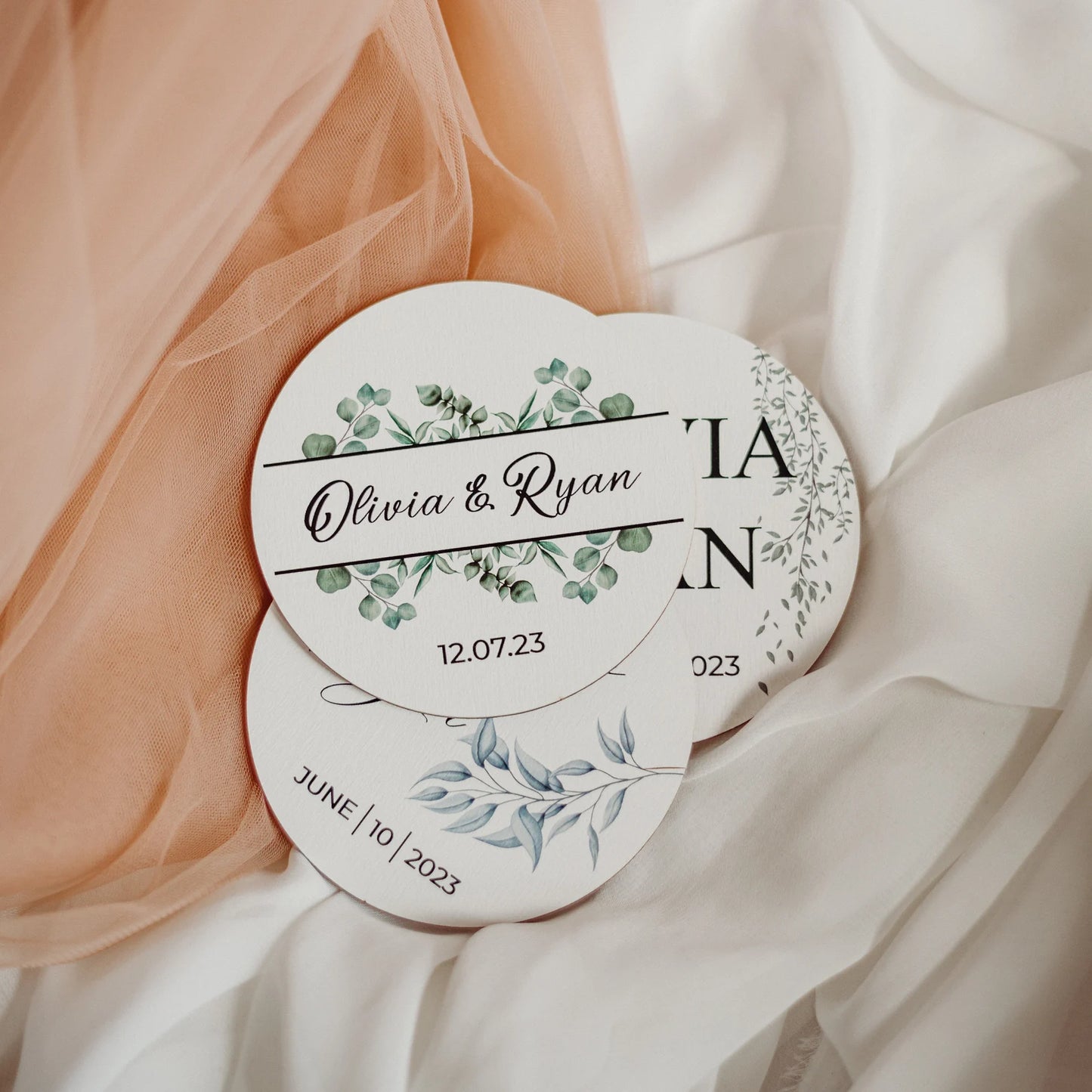 Rustic Wedding Circle Coasters