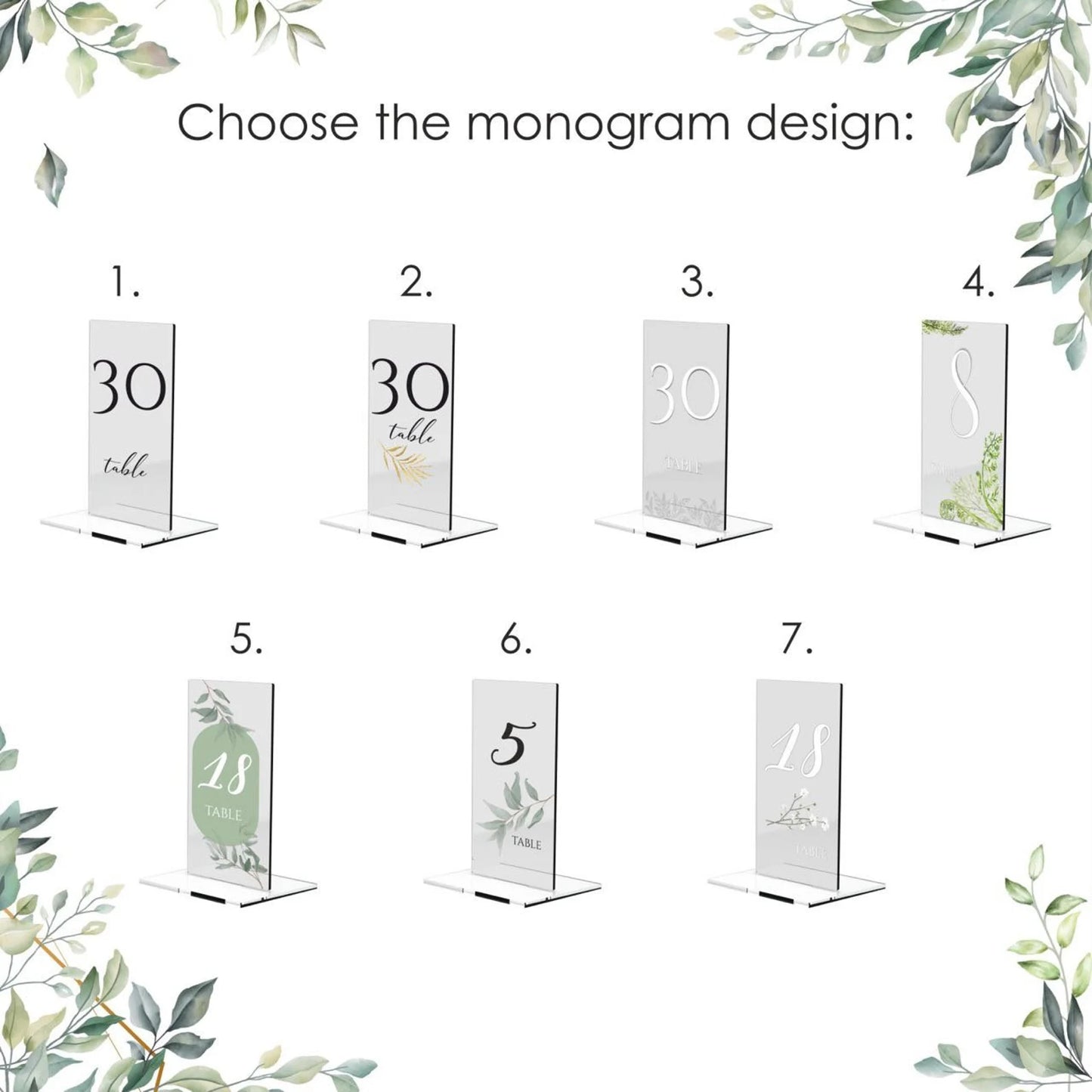 Acrylic Table Numbers for Minimalist Wedding