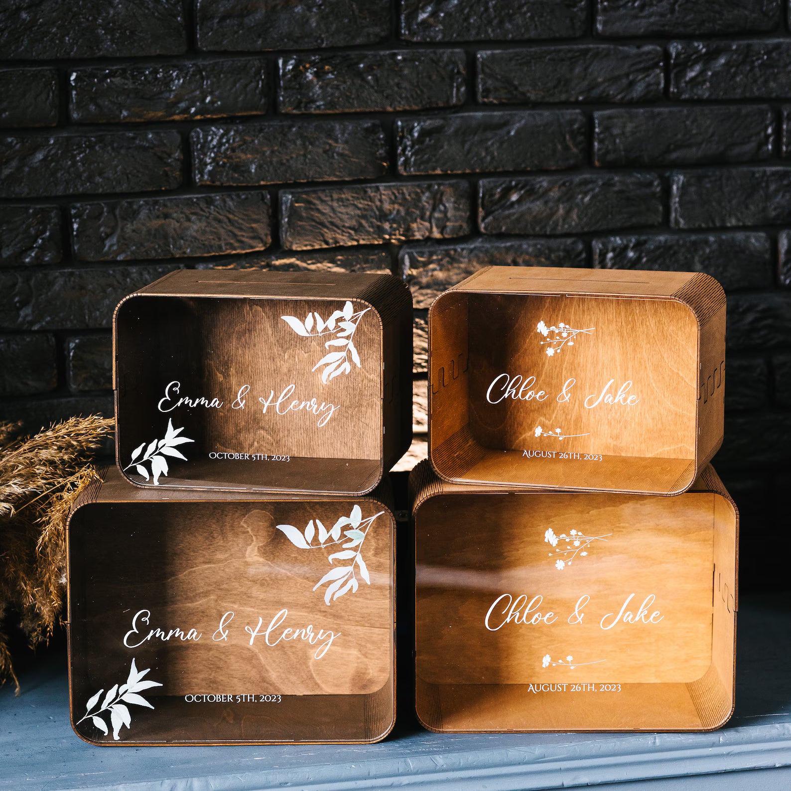 Boîte à cartes de mariage personnalisée avec impression