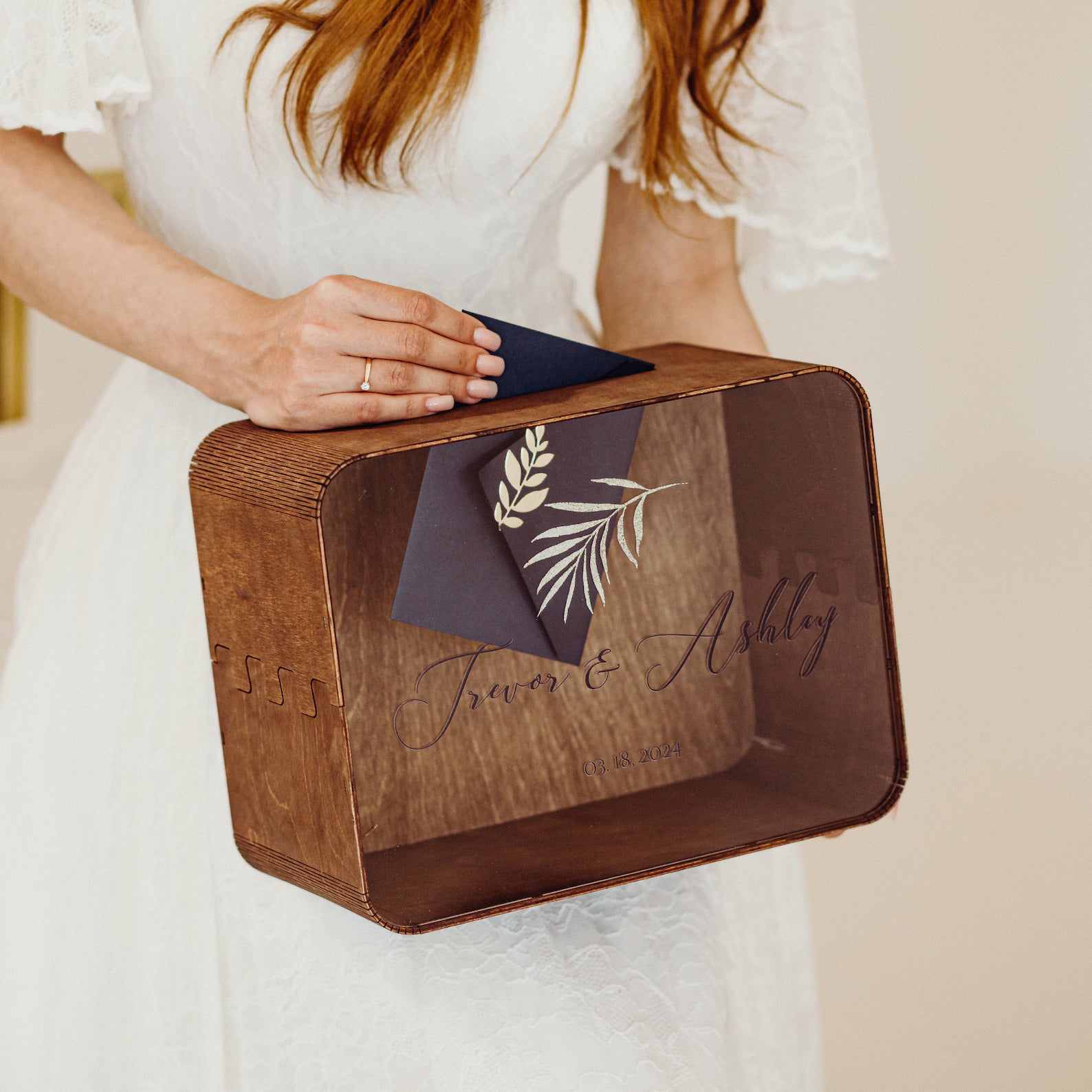 Boîte à cartes de mariage personnalisée avec impression