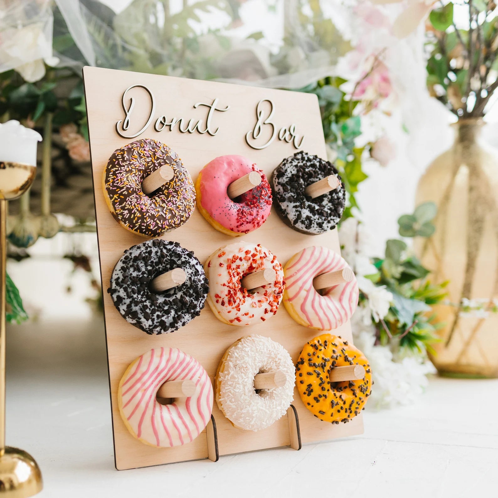 Custom Wooden Donut Wall Display for Wedding Party