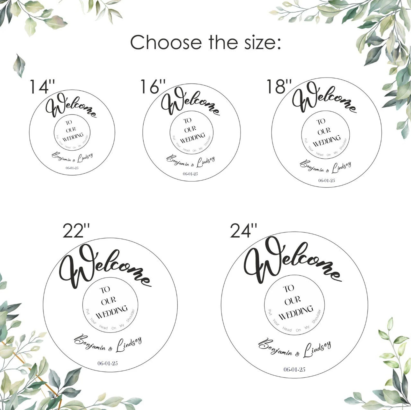 Personalized Retro Wedding Welcome Sign, Vinyl Record Imitation Welcome Sign for Vintage Wedding Party Decor