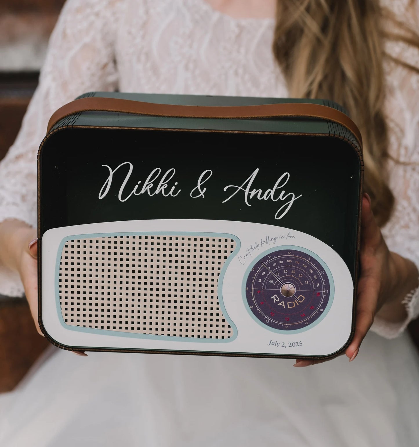 Personalized Retro Music Wedding Card Box