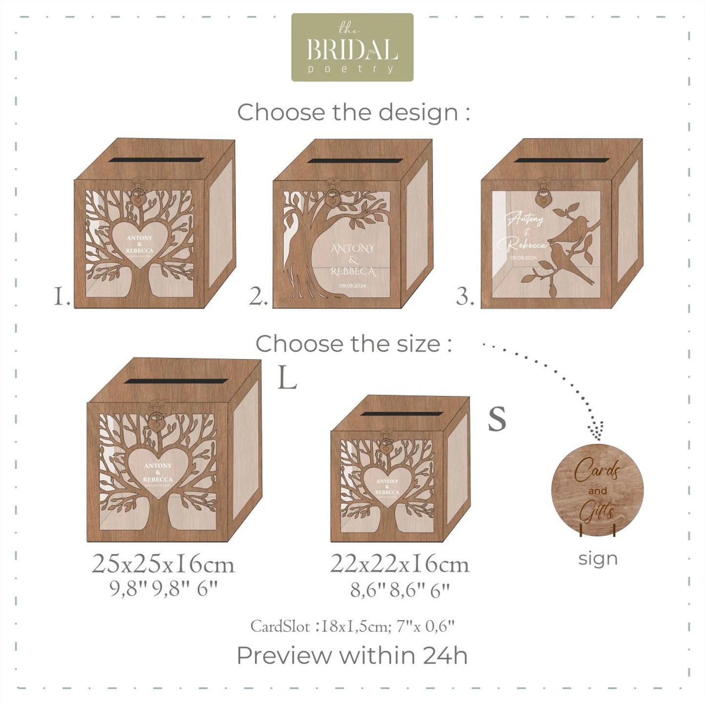 Personalized Family Tree Card Box for Wedding