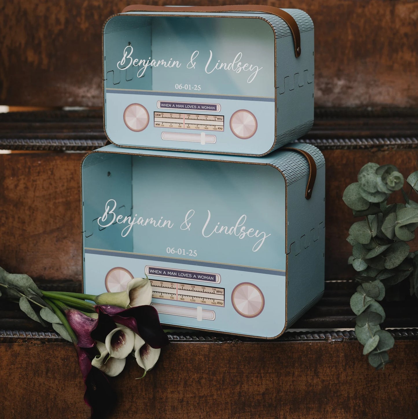 Personalized Retro Music Wedding Card Box