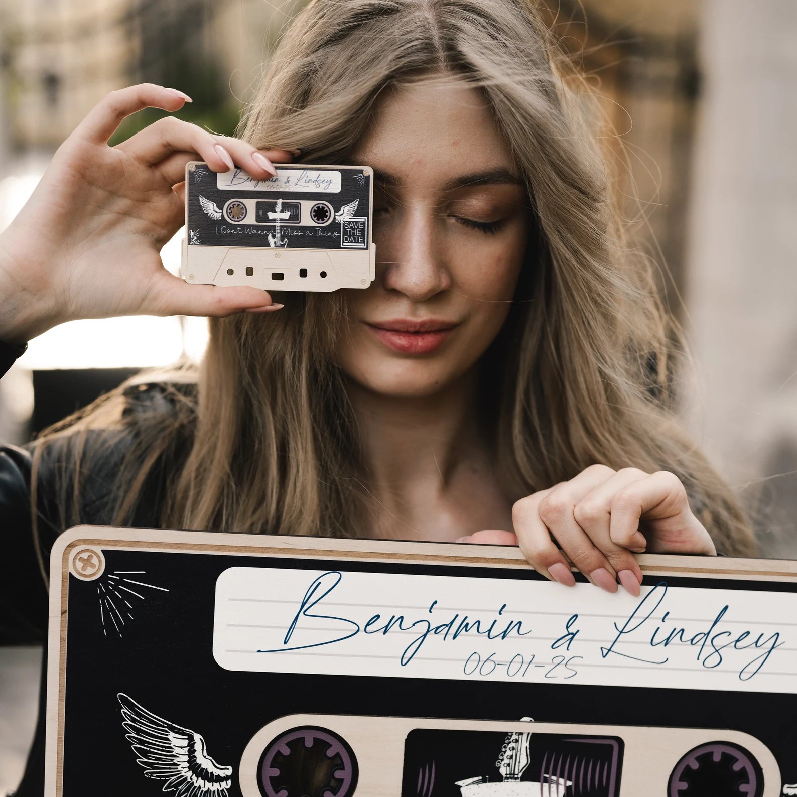 Cassette de mariage rétro Save the Dates