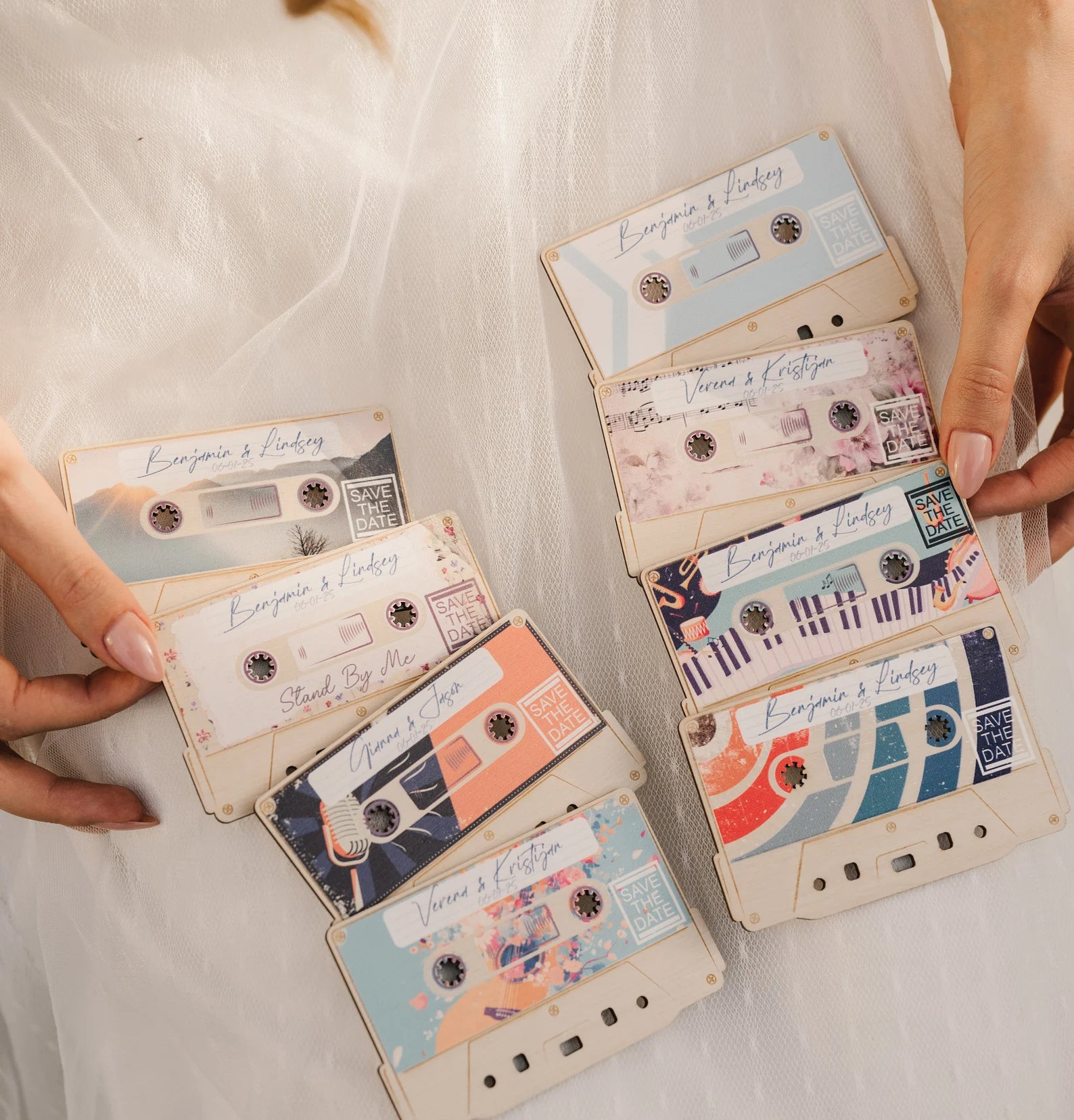 Cassette de mariage rétro Save the Dates