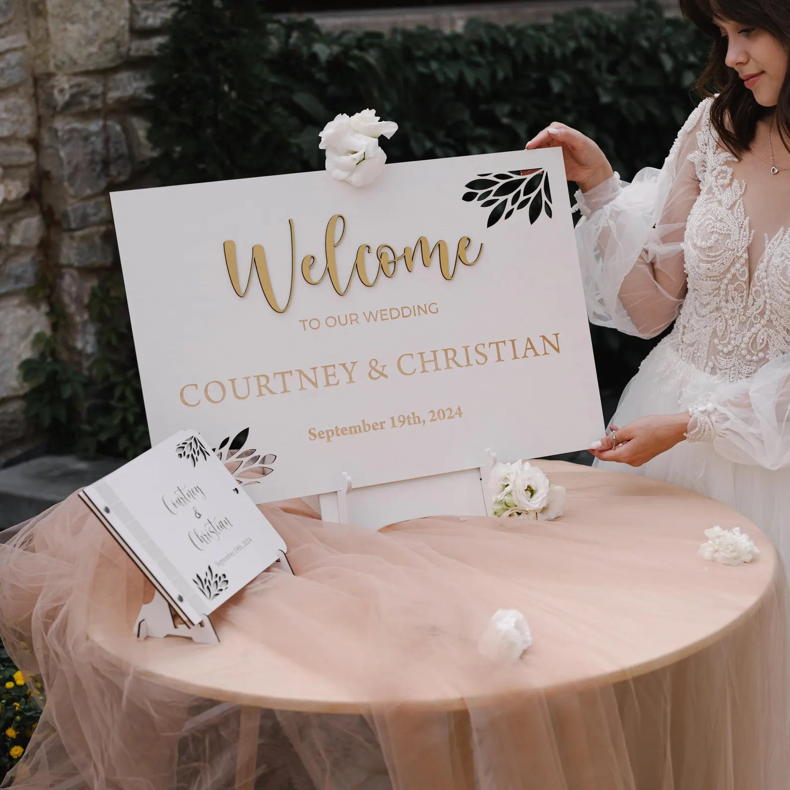 Personalisiertes Willkommensschild zur Hochzeit