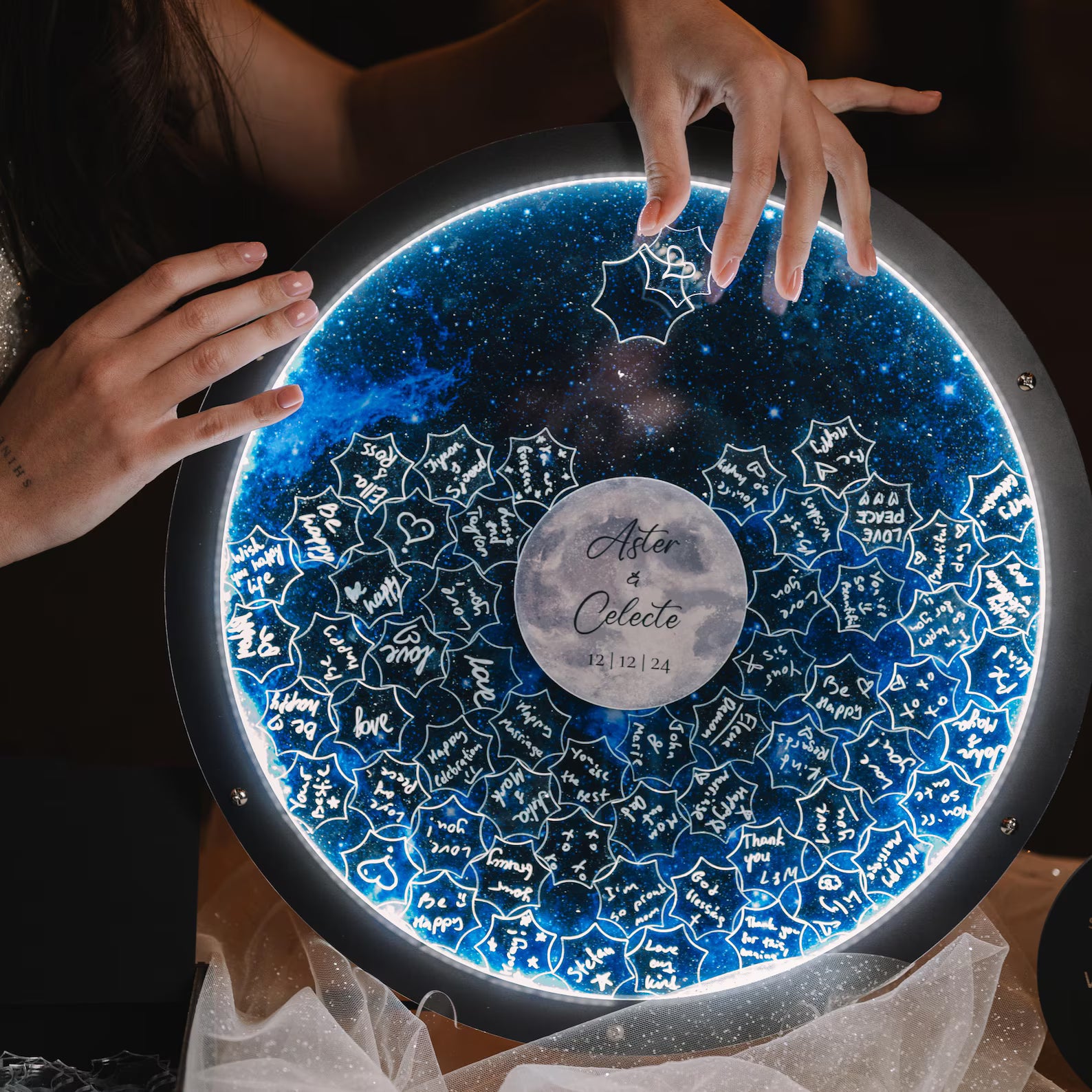 Celestial Wedding Guest Book Alternative with LED Light