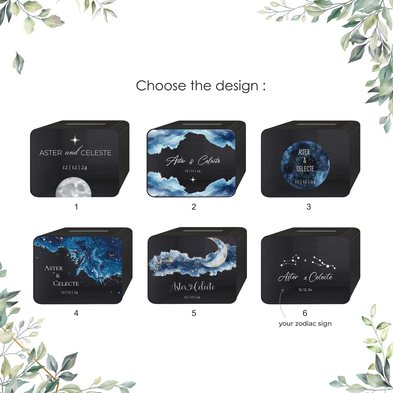 Personalized Celestial Wedding Card Box