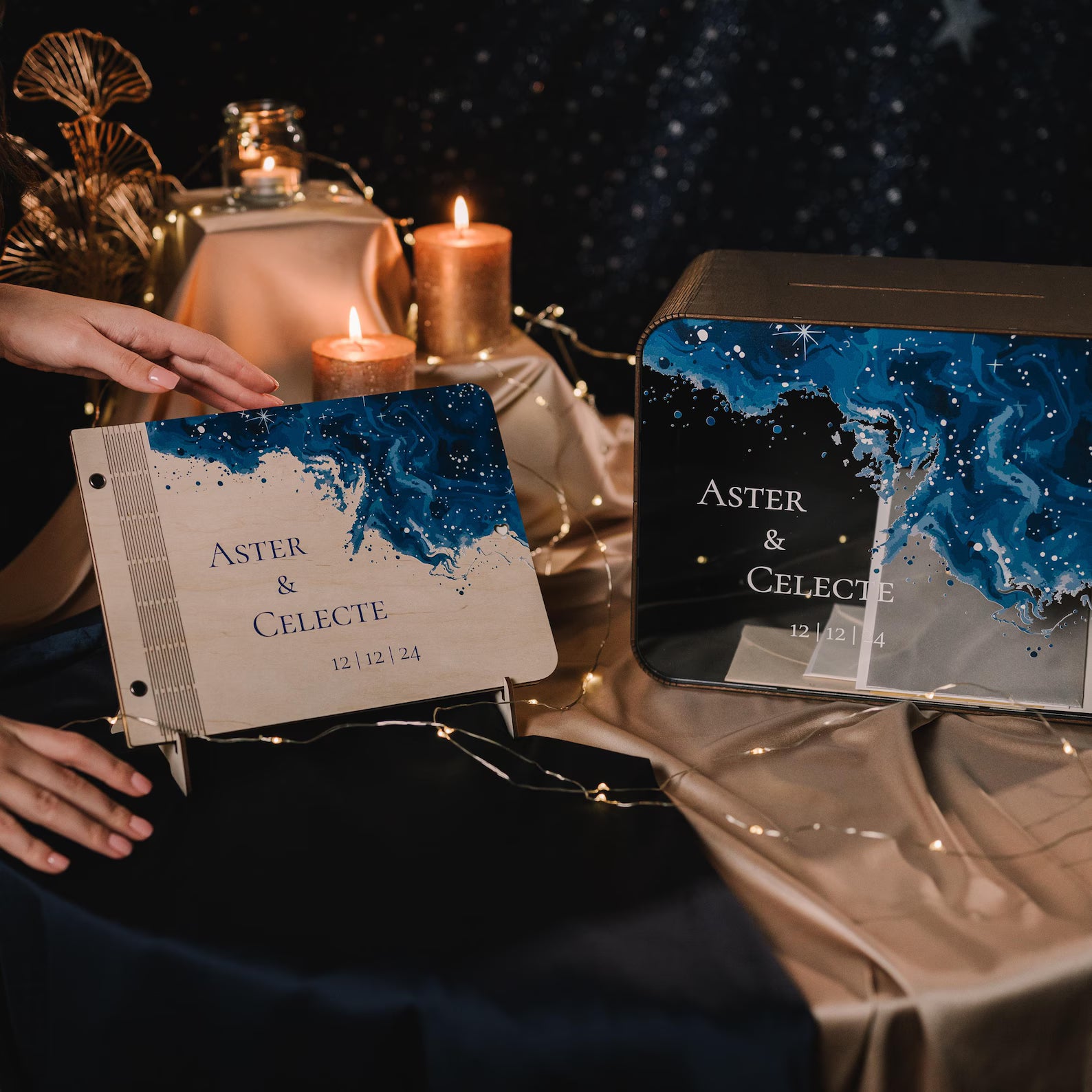 Personalized Celestial Wedding Card Box