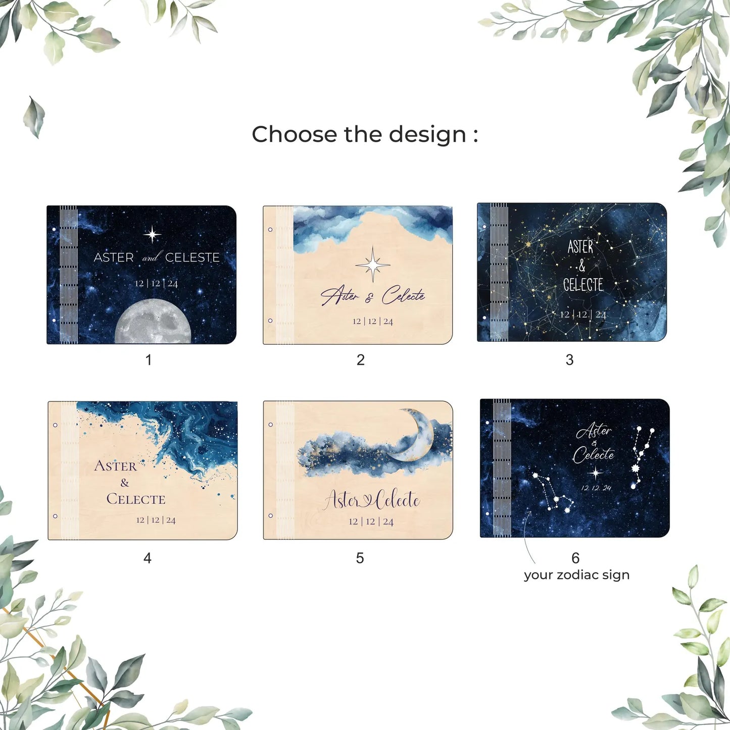 Personalized Celestial Wedding Guest Book