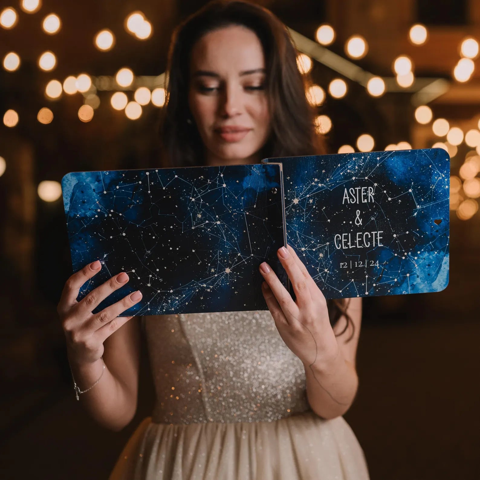Personalized Celestial Wedding Guest Book, Custom Moon & Stars Wedding Notebook