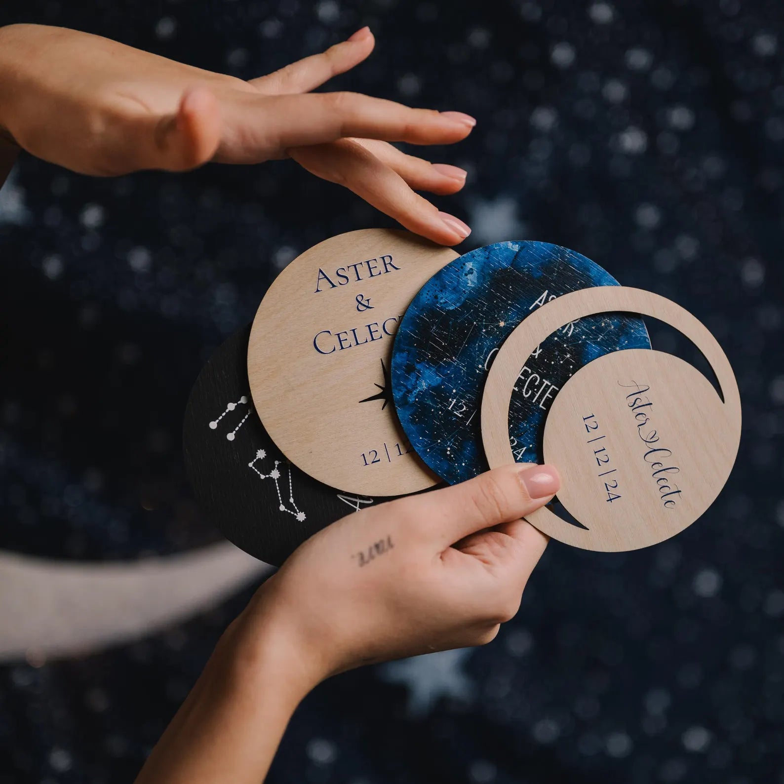 Personalized Celestial Wedding Coasters, Wedding Favors for Guests