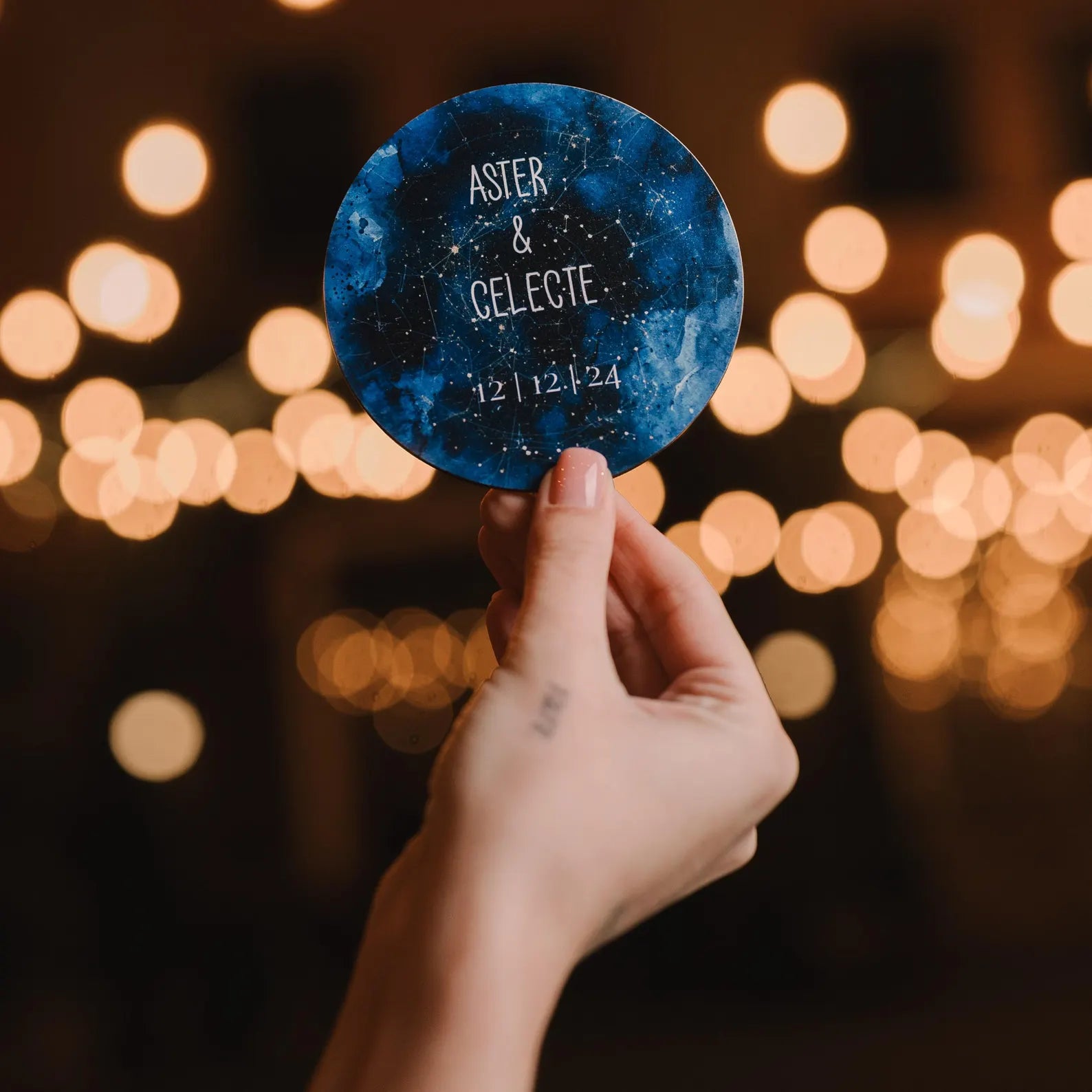 Personalized Celestial Wedding Coasters, Wedding Favors for Guests