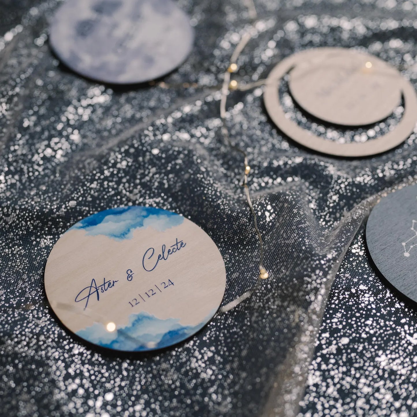 Personalized Celestial Wedding Coasters, Wedding Favors for Guests
