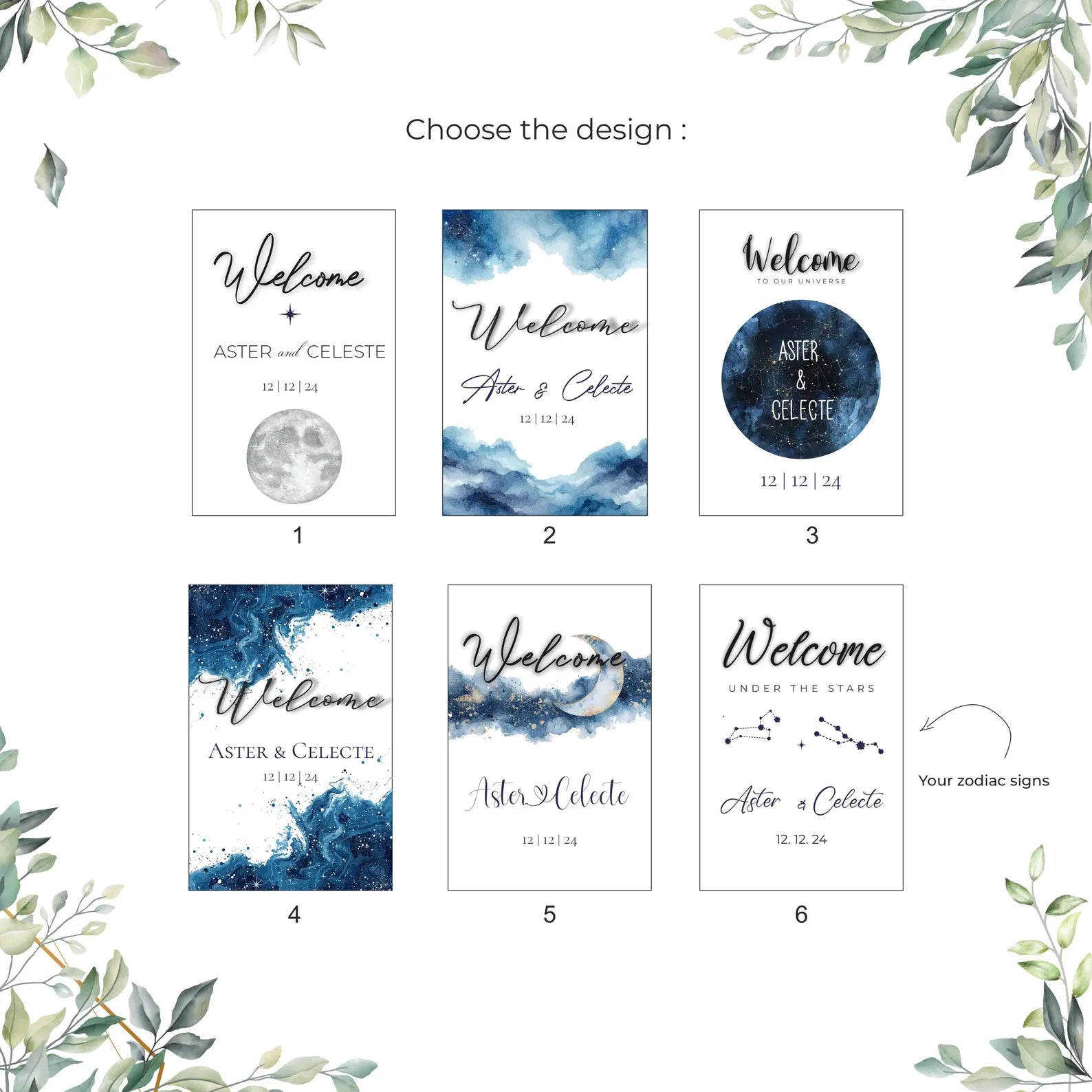 Personalized Celestial Wedding Welcome Sign