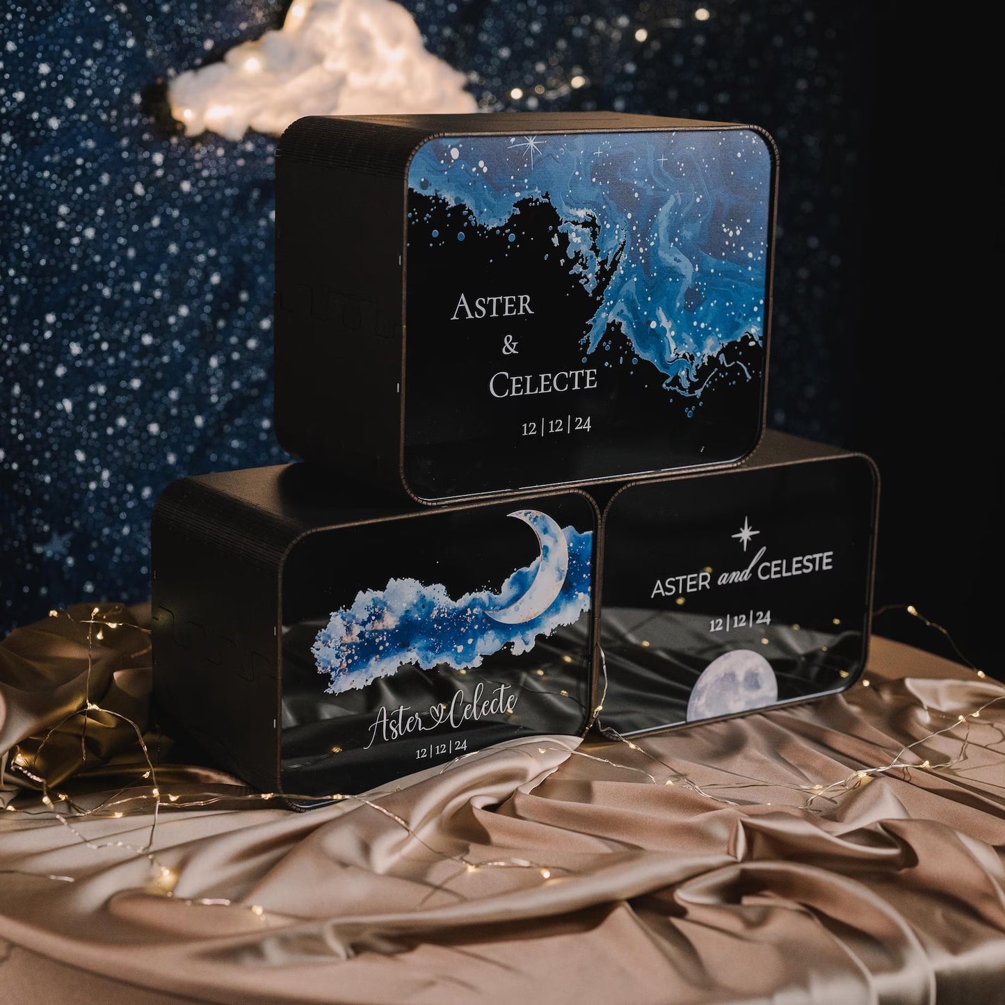 Personalized Celestial Wedding Card Box