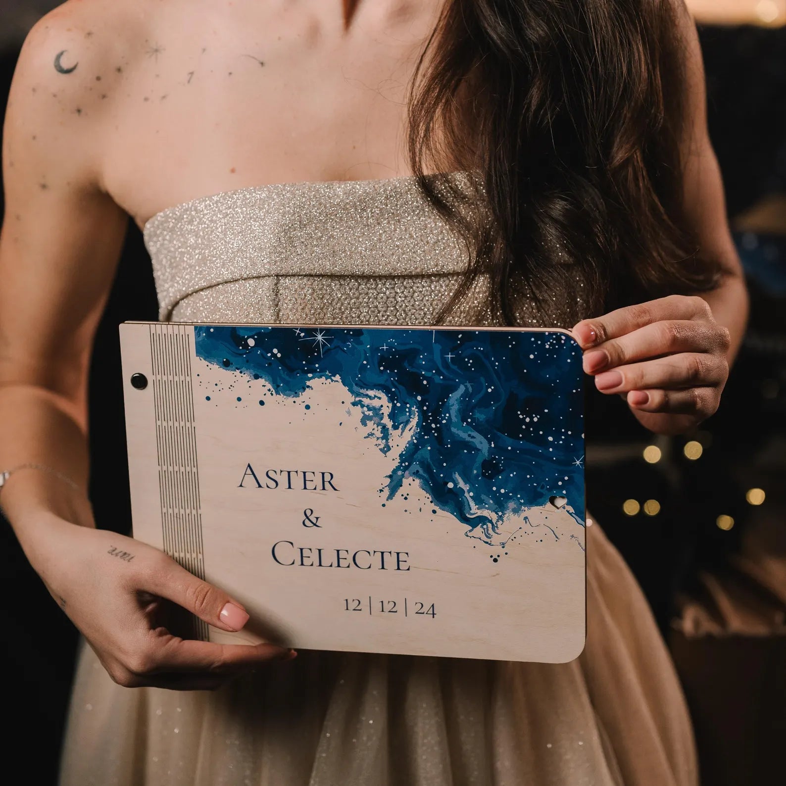 Personalized Celestial Wedding Guest Book, Custom Moon & Stars Wedding Notebook