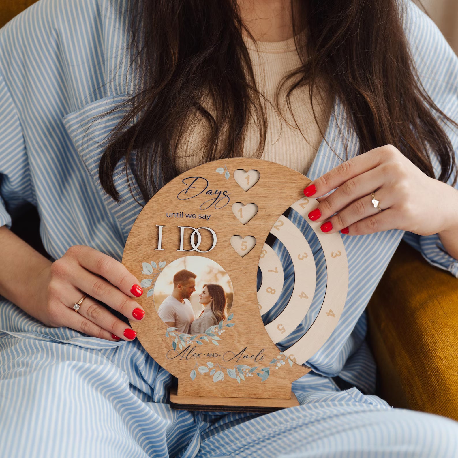 Personalized Wedding Countdown: Custom Photo, Rustic Wood Tracker